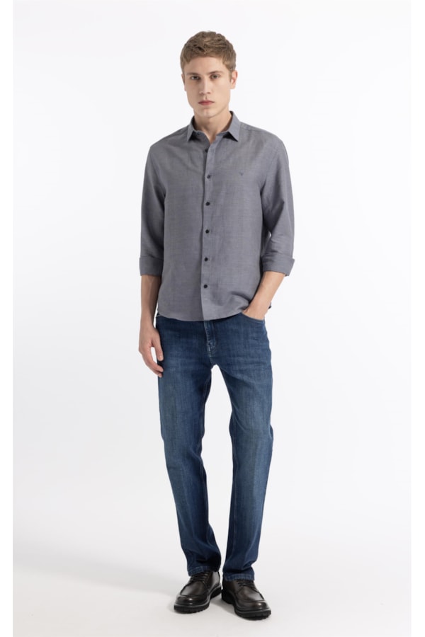 Camisa Linen Blend Kauan Classic Shangai Ml Marinho