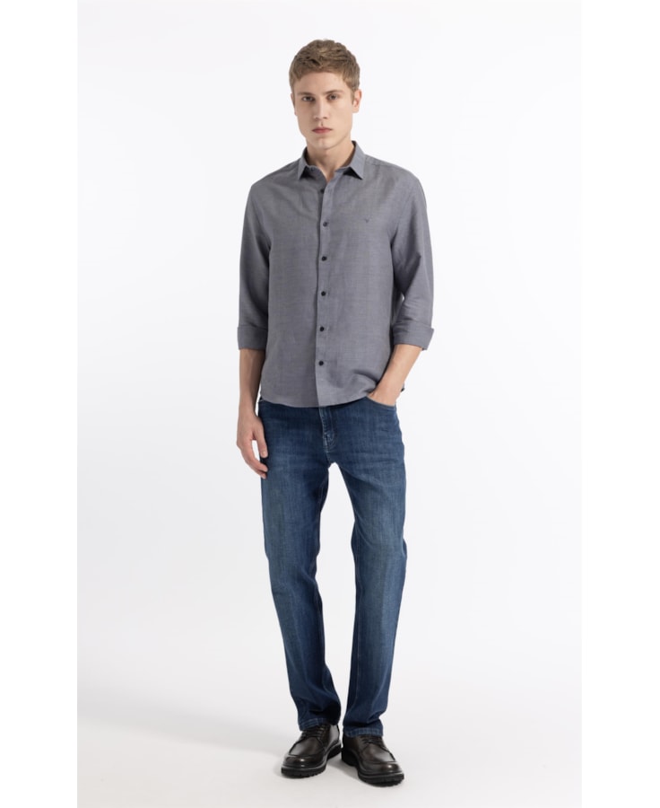 Camisa Linen Blend Kauan Classic Shangai Ml Marinho