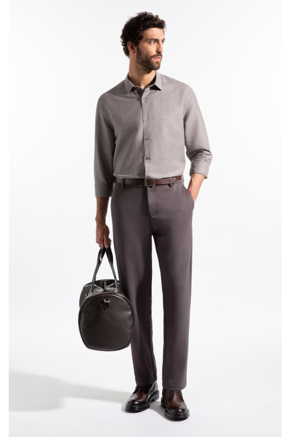 Camisa Linen Blend Kauan Classic Shangai Ml Marrom