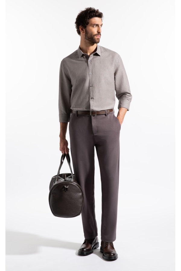 Camisa Linen Blend Kauan Classic Shangai Ml Marrom
