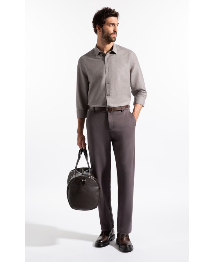Camisa Linen Blend Kauan Classic Shangai Ml Marrom