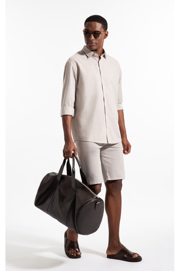 Camisa Linen Blend Visco Classic New Italian Ml Areia