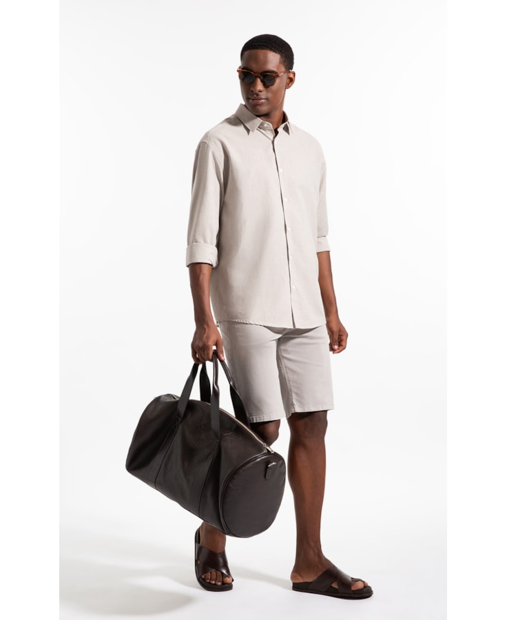 Camisa Linen Blend Visco Classic New Italian Ml Areia