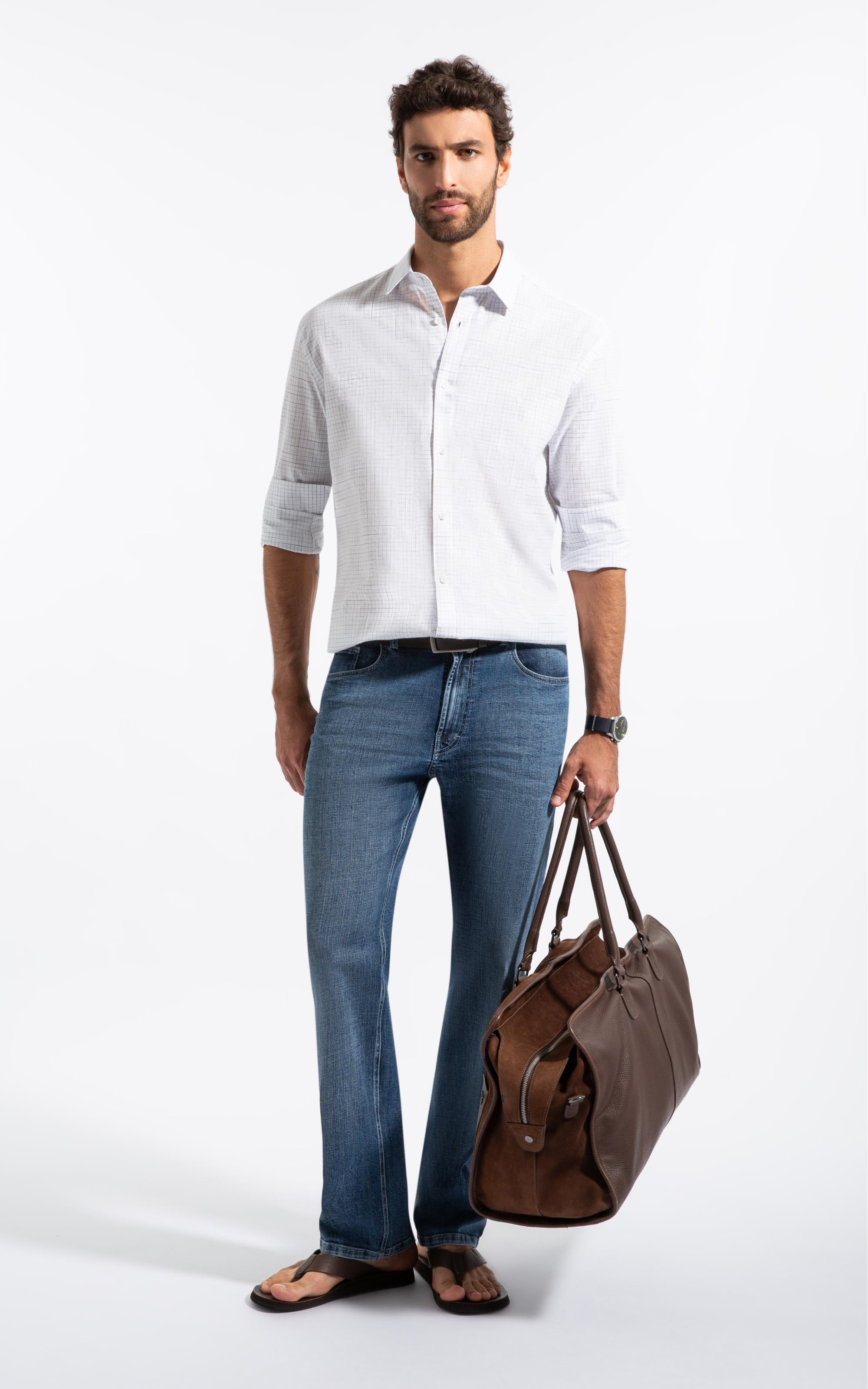 Camisa Linen Like Ft Mission Plaid Class Branco