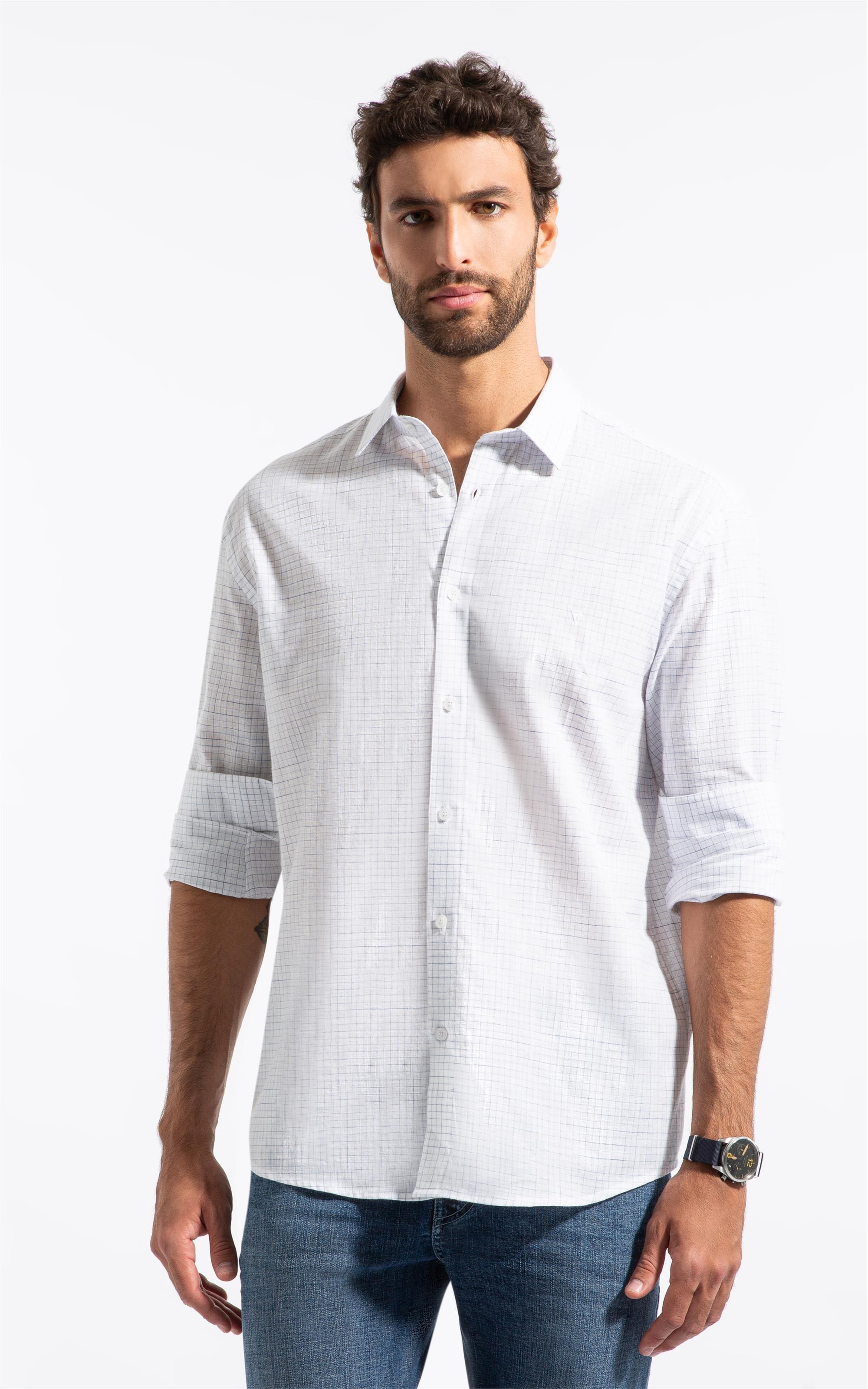 Camisa Linen Like Ft Mission Plaid Class Branco