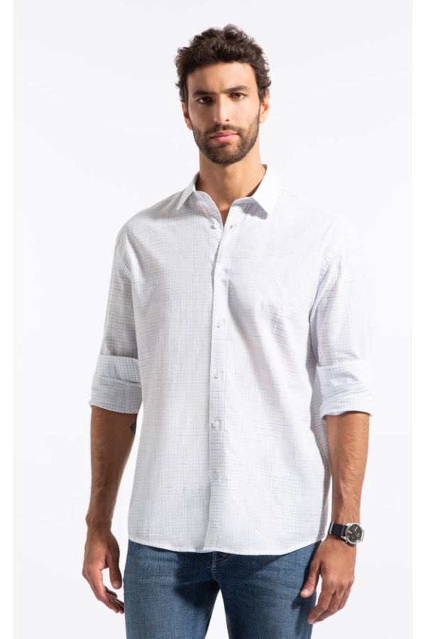 Camisa Linen Like Ft Mission Plaid Class Branco
