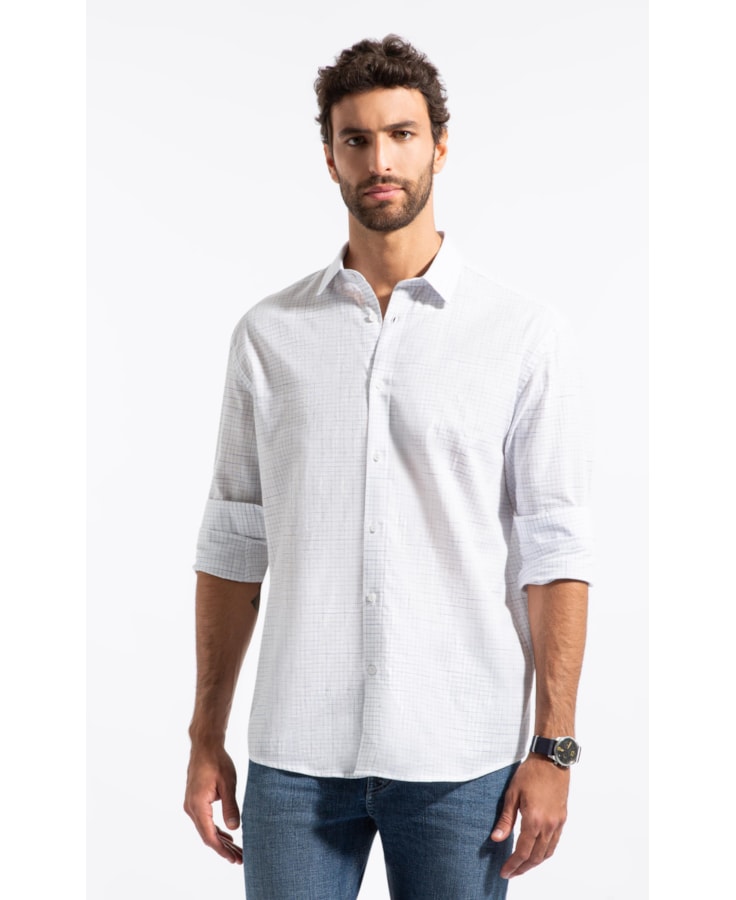 Camisa Linen Like Ft Mission Plaid Class Branco