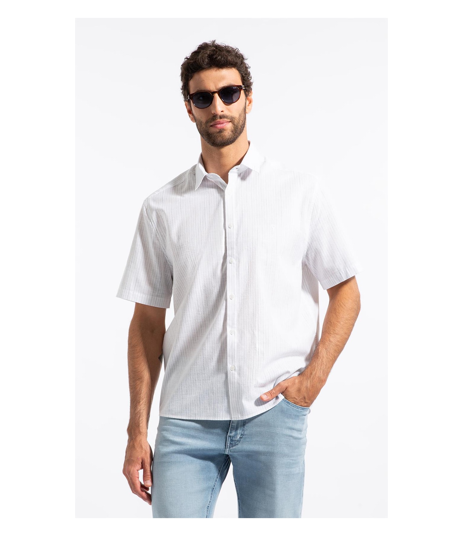 Camisa Linen Like Ft Mission Stripes Qua Branco