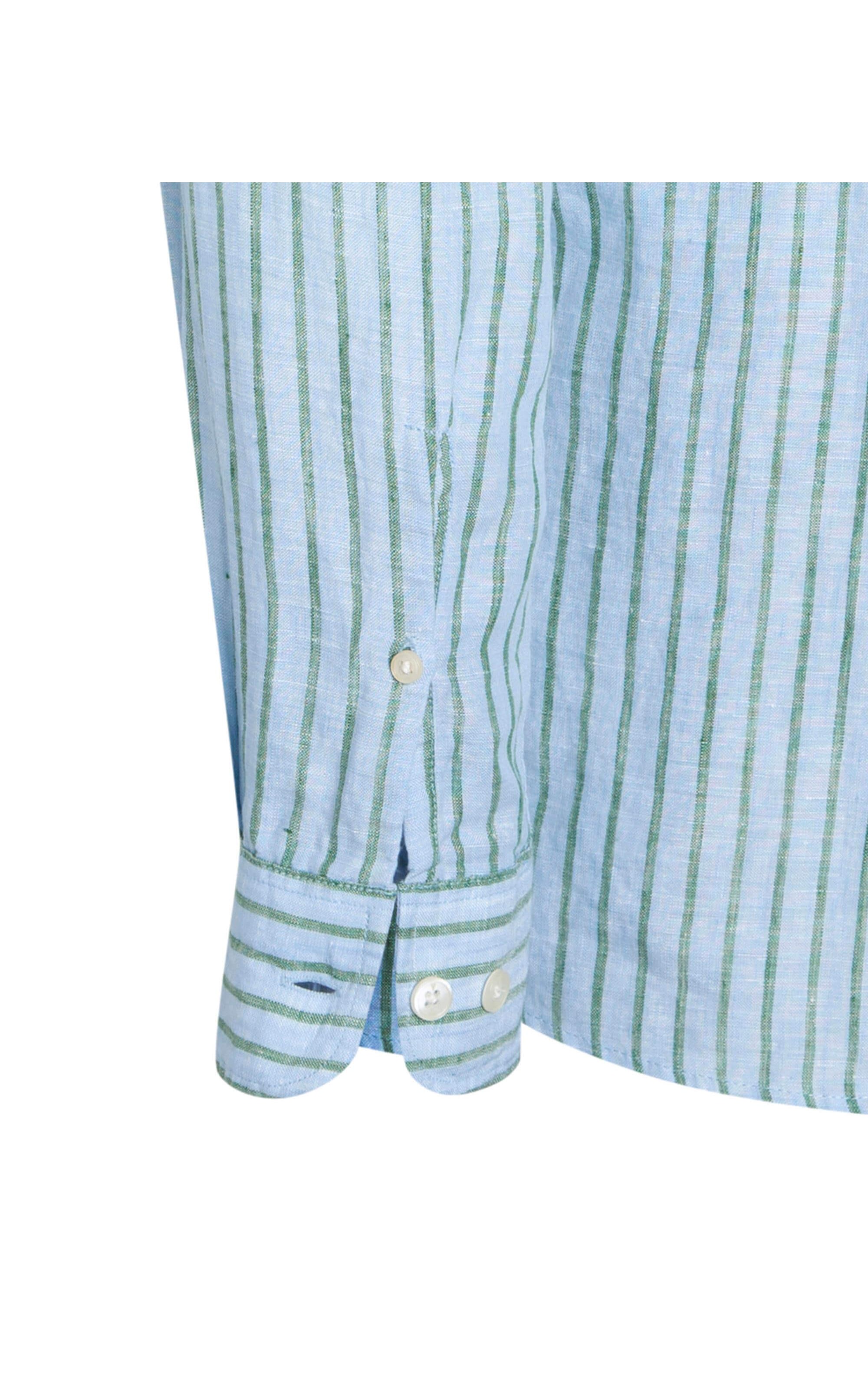 Camisa Linen Listra Ml Azul Claro