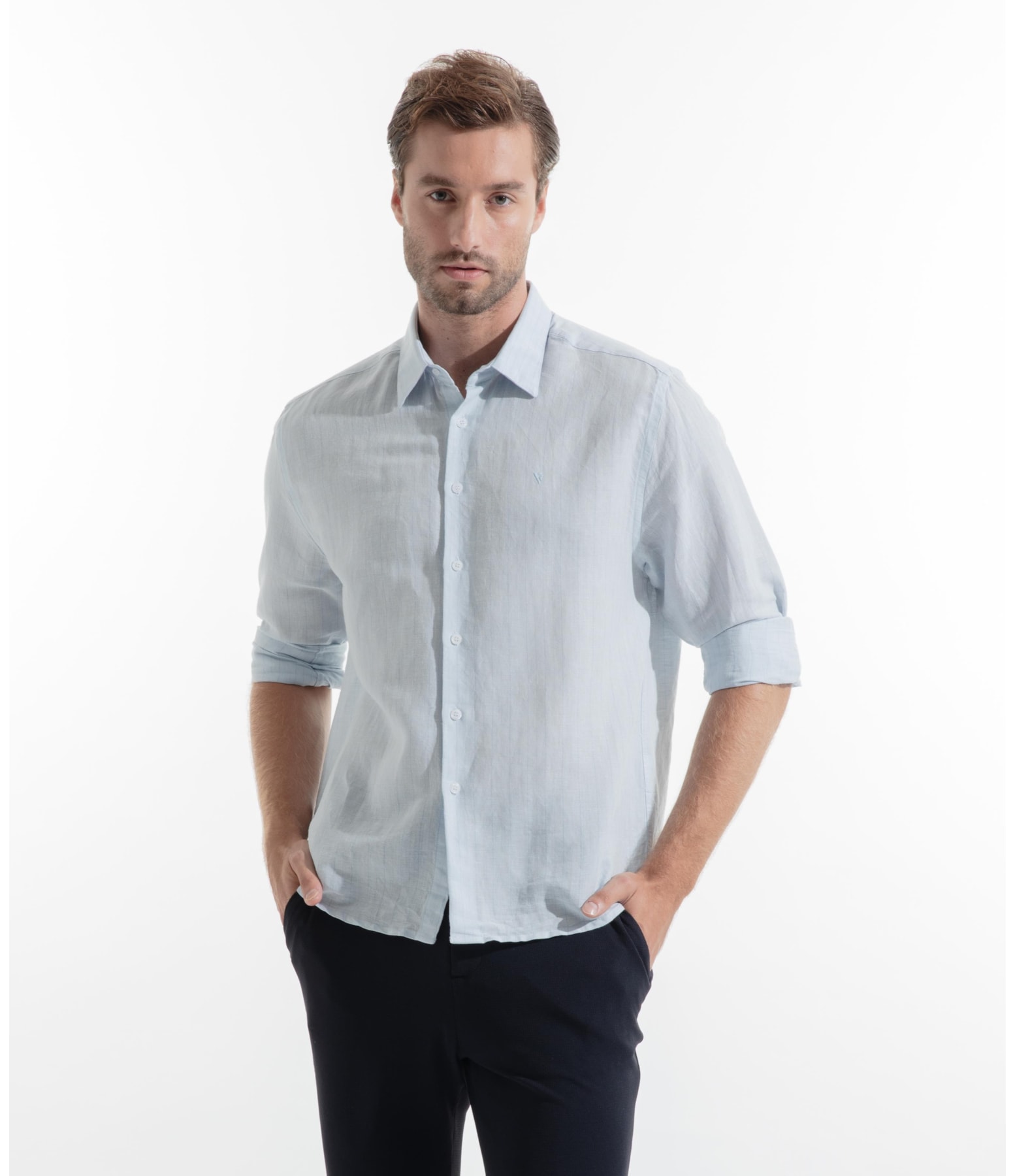 Camisa Linho Alberobello Class Irish Azul