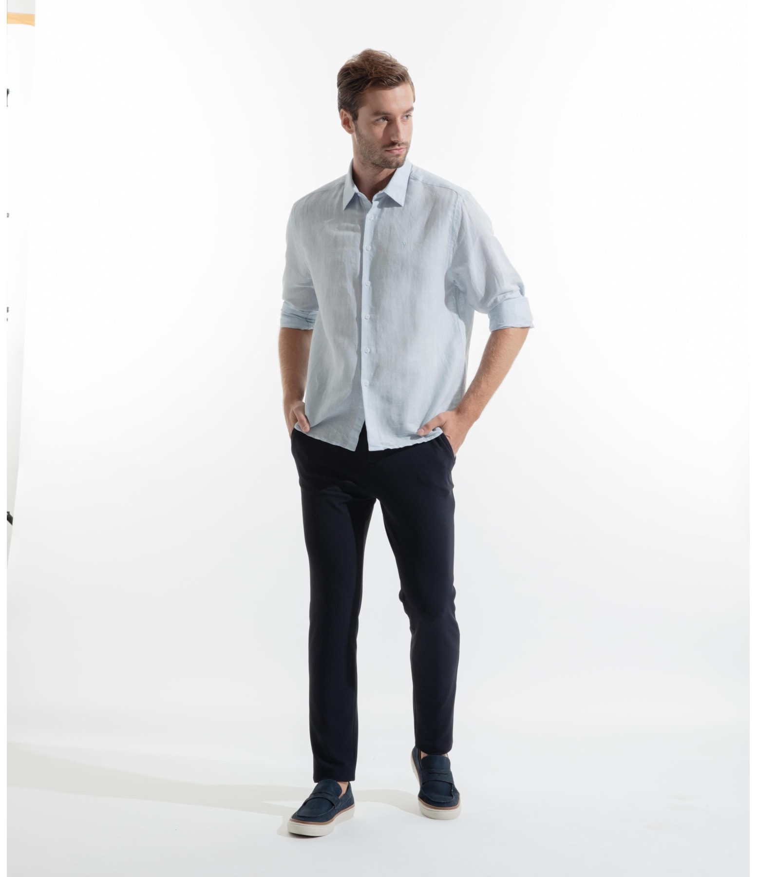 Camisa Linho Alberobello Class Irish Azul