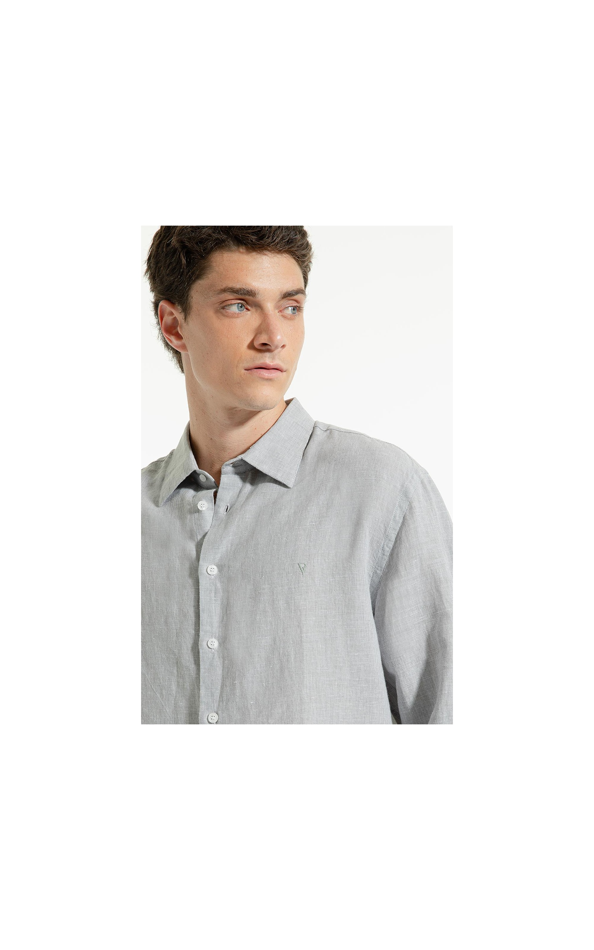 Camisa Linho Bari Classic Anatomic Silver Gray