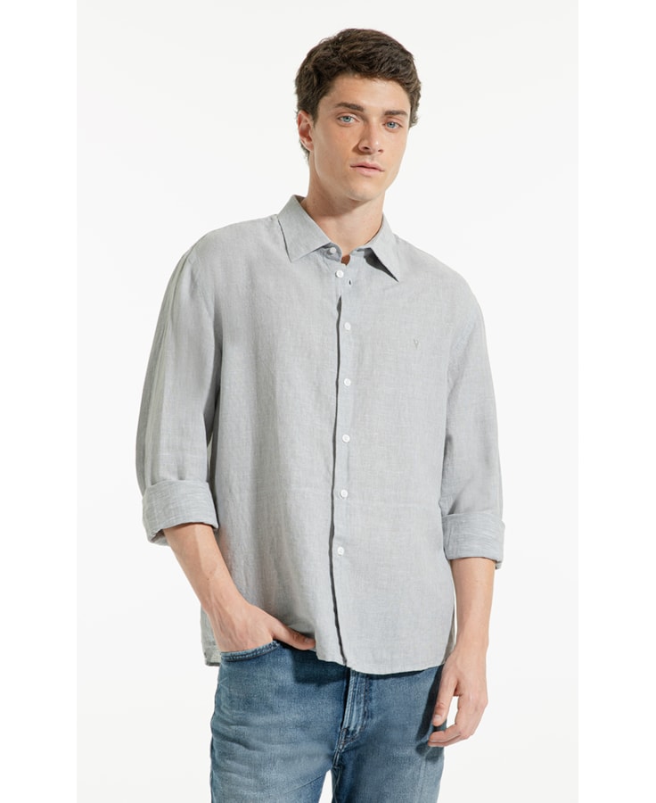 Camisa Linho Bari Classic Anatomic Silver Gray