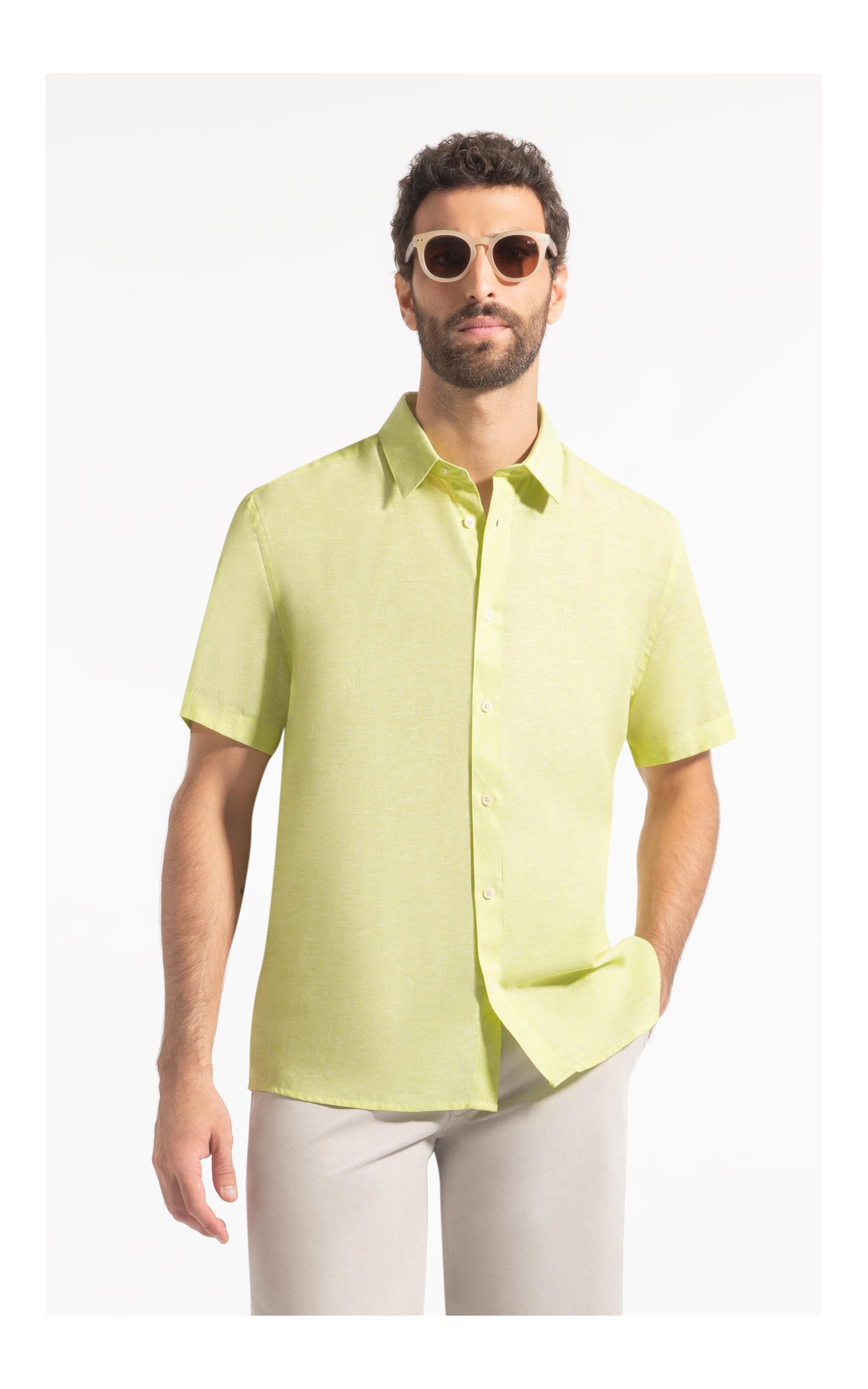 Camisa Linho Blend Pienza Retro Shangai Mc Citrus