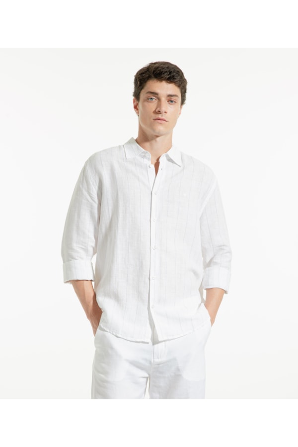 Camisa Linho Corsega Branco Laundry