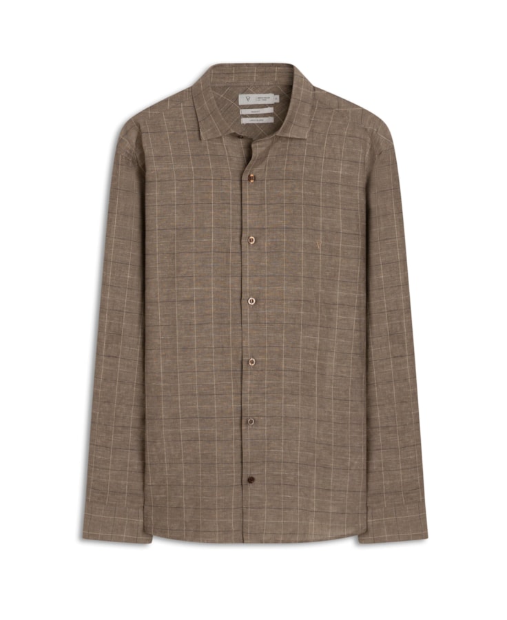 Camisa Linho Dublin Plaid Classic Marrom