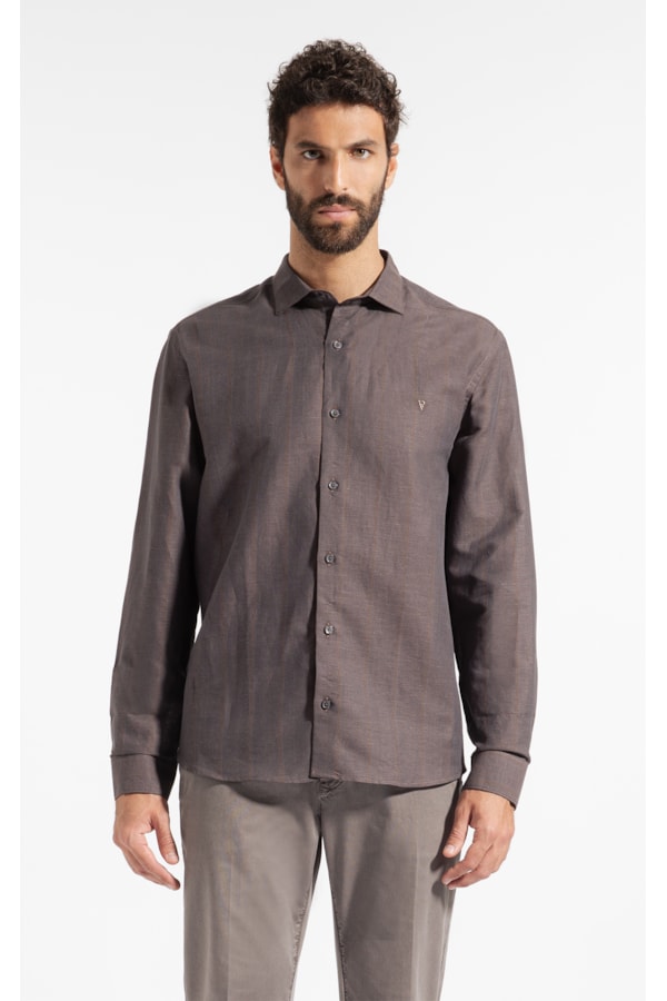Camisa Linho Fenis Italian Dark Navy