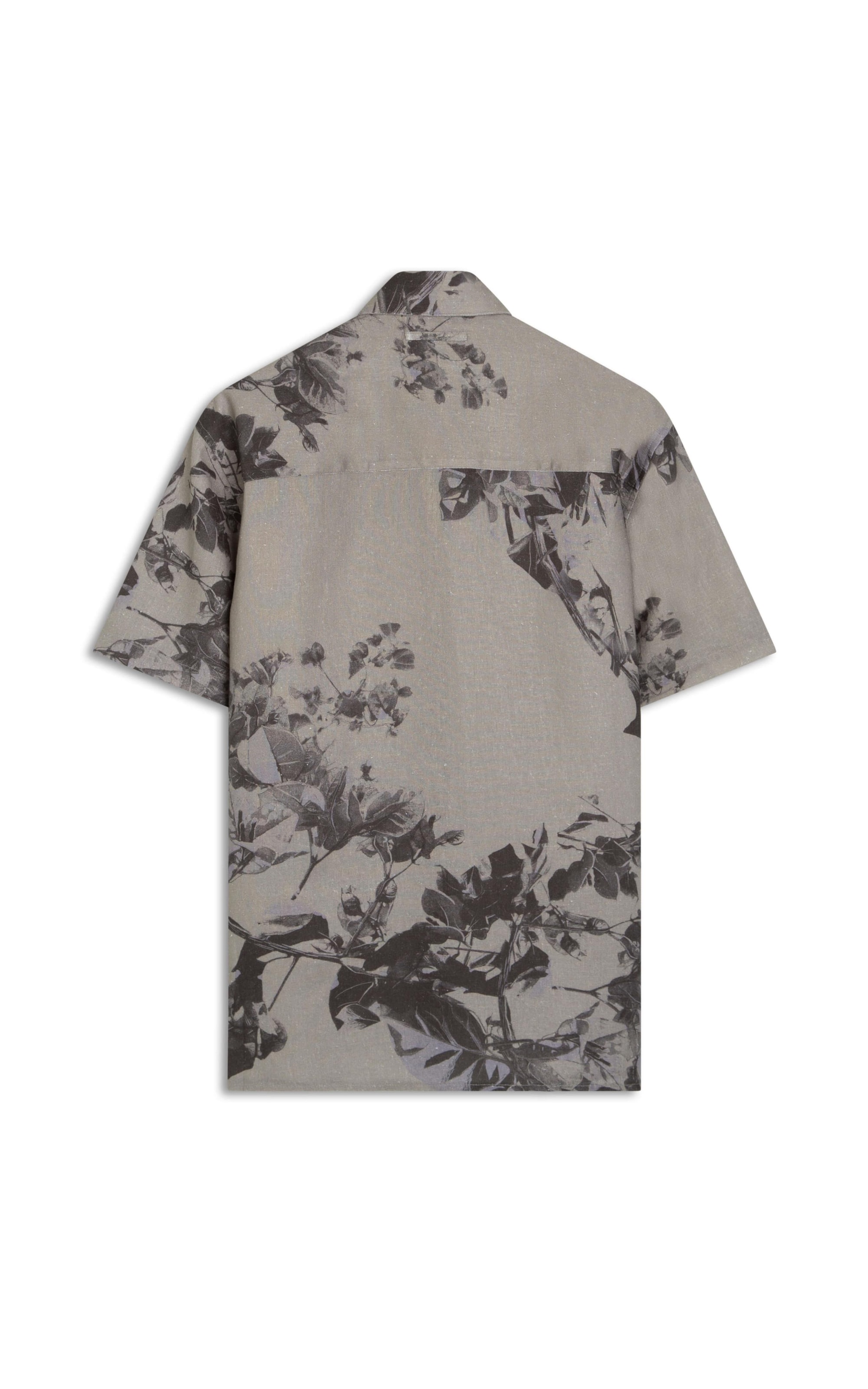 Camisa Linho Folhagem Militar Verde Militar