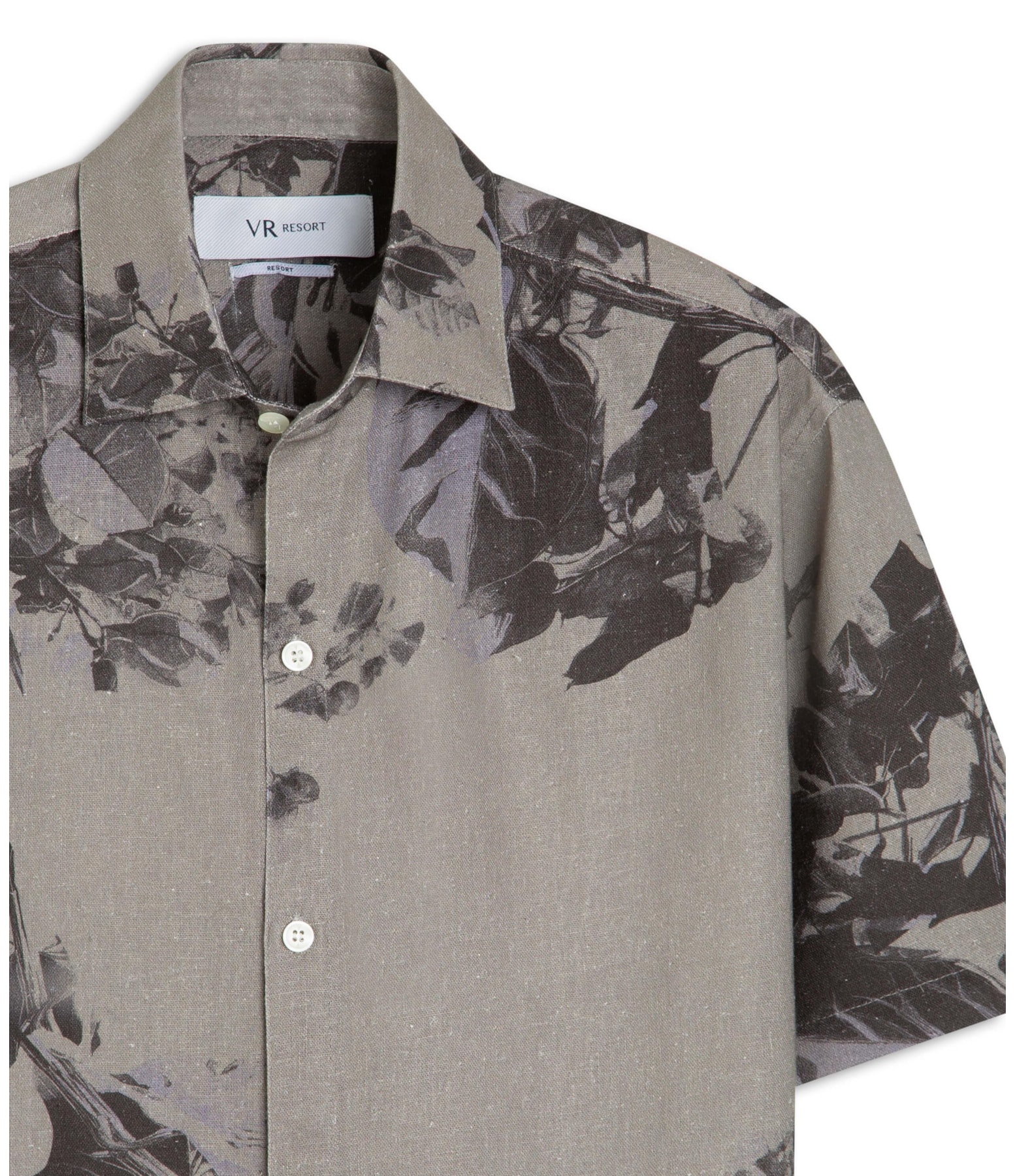 Camisa Linho Folhagem Militar Verde Militar