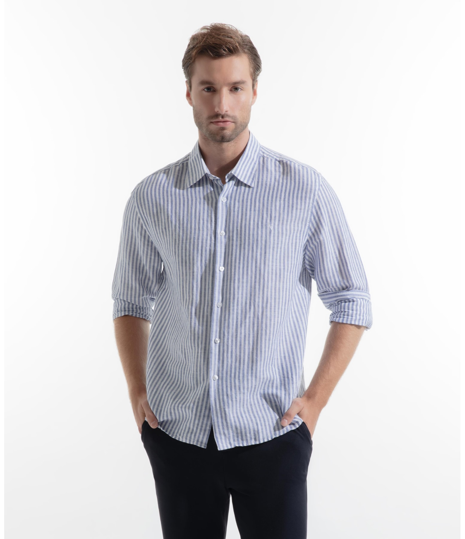 Camisa Linho Irish Azul Bic