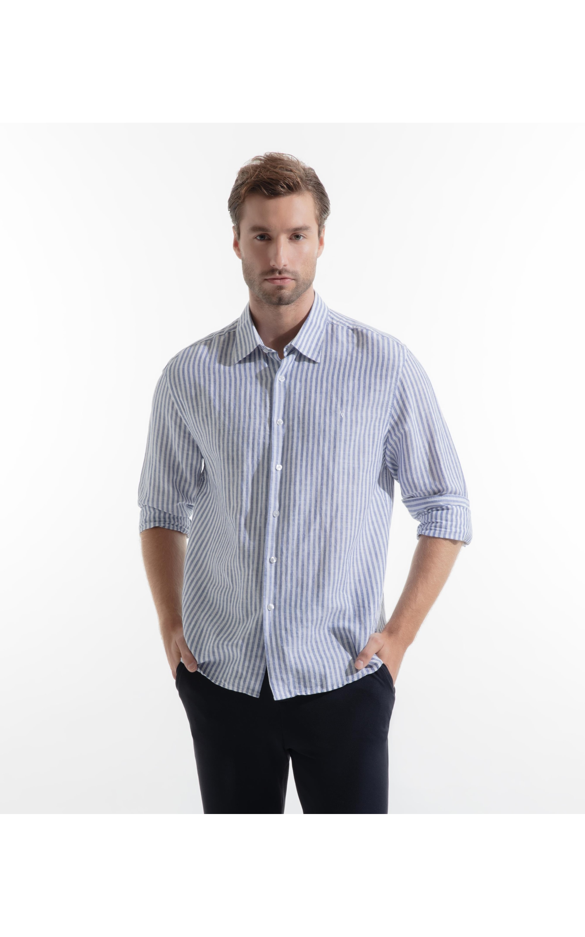 Camisa Linho Irish Azul Bic