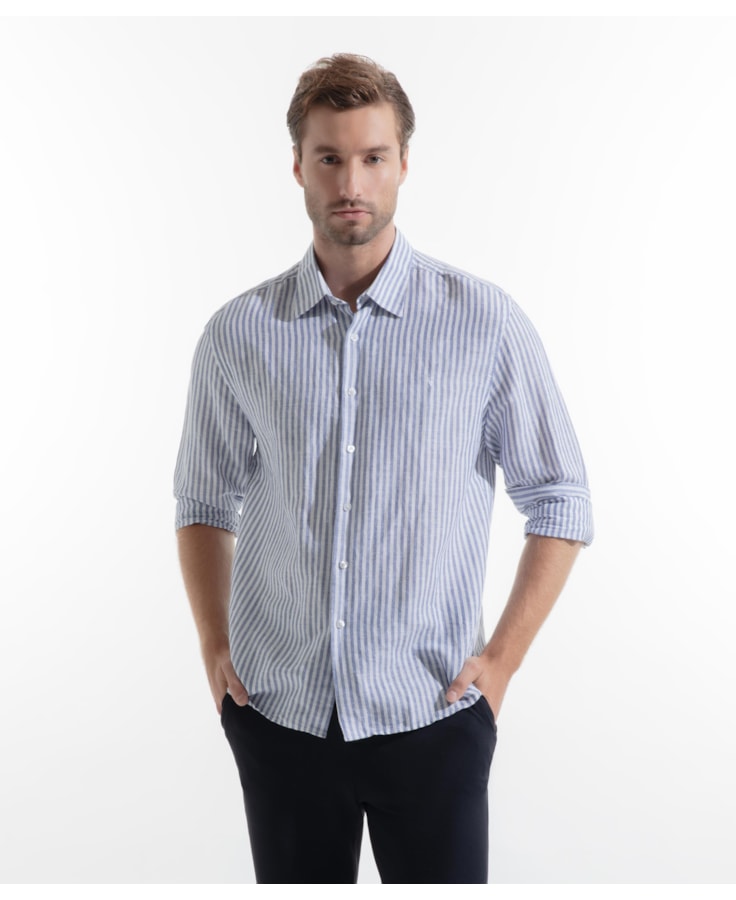 Camisa Linho Irish Azul Bic