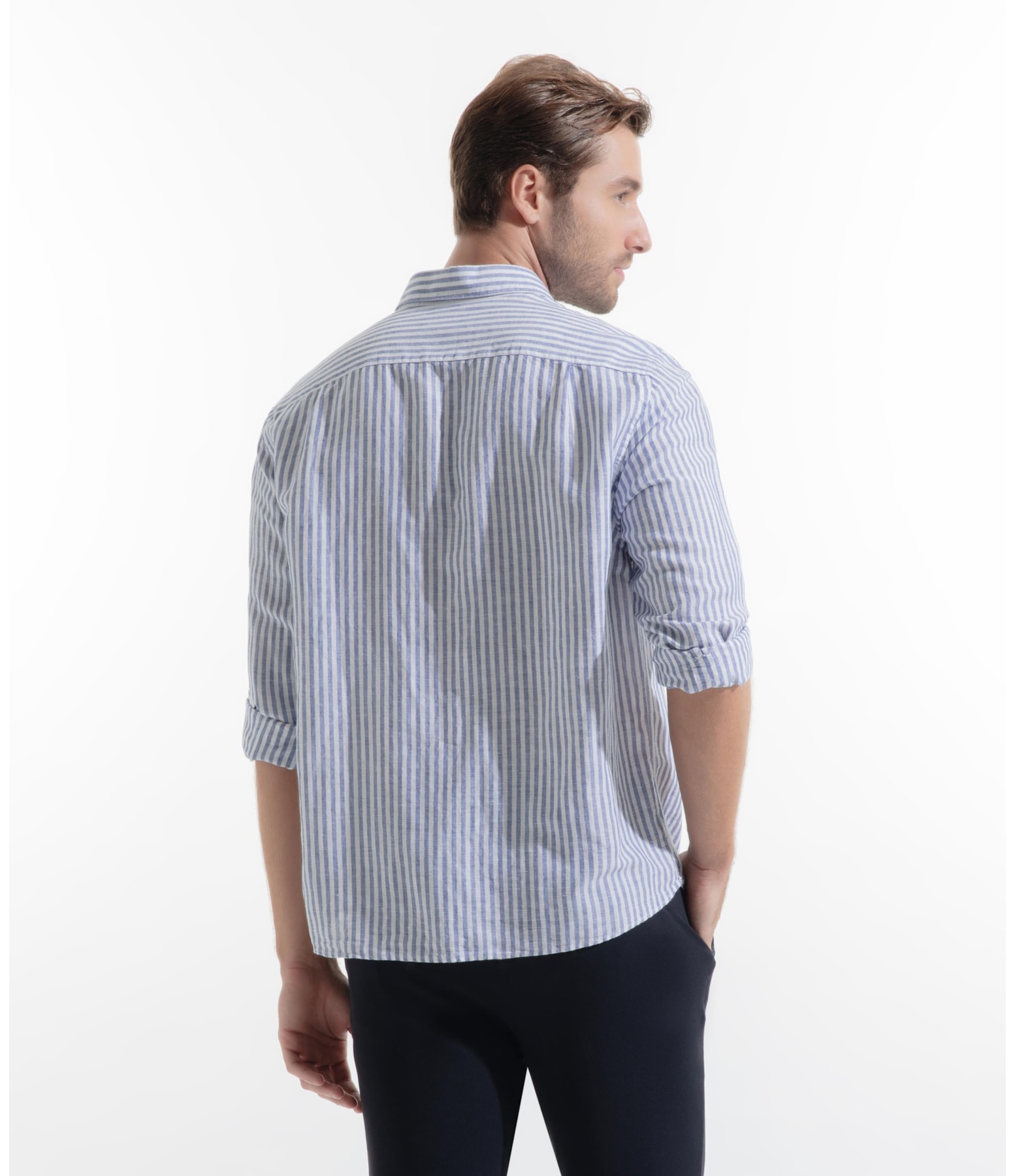 Camisa Linho Irish Azul Bic