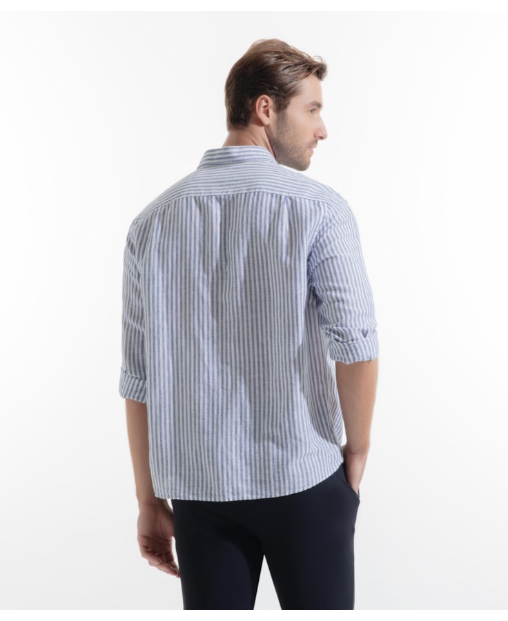 Camisa Linho Irish Azul Bic