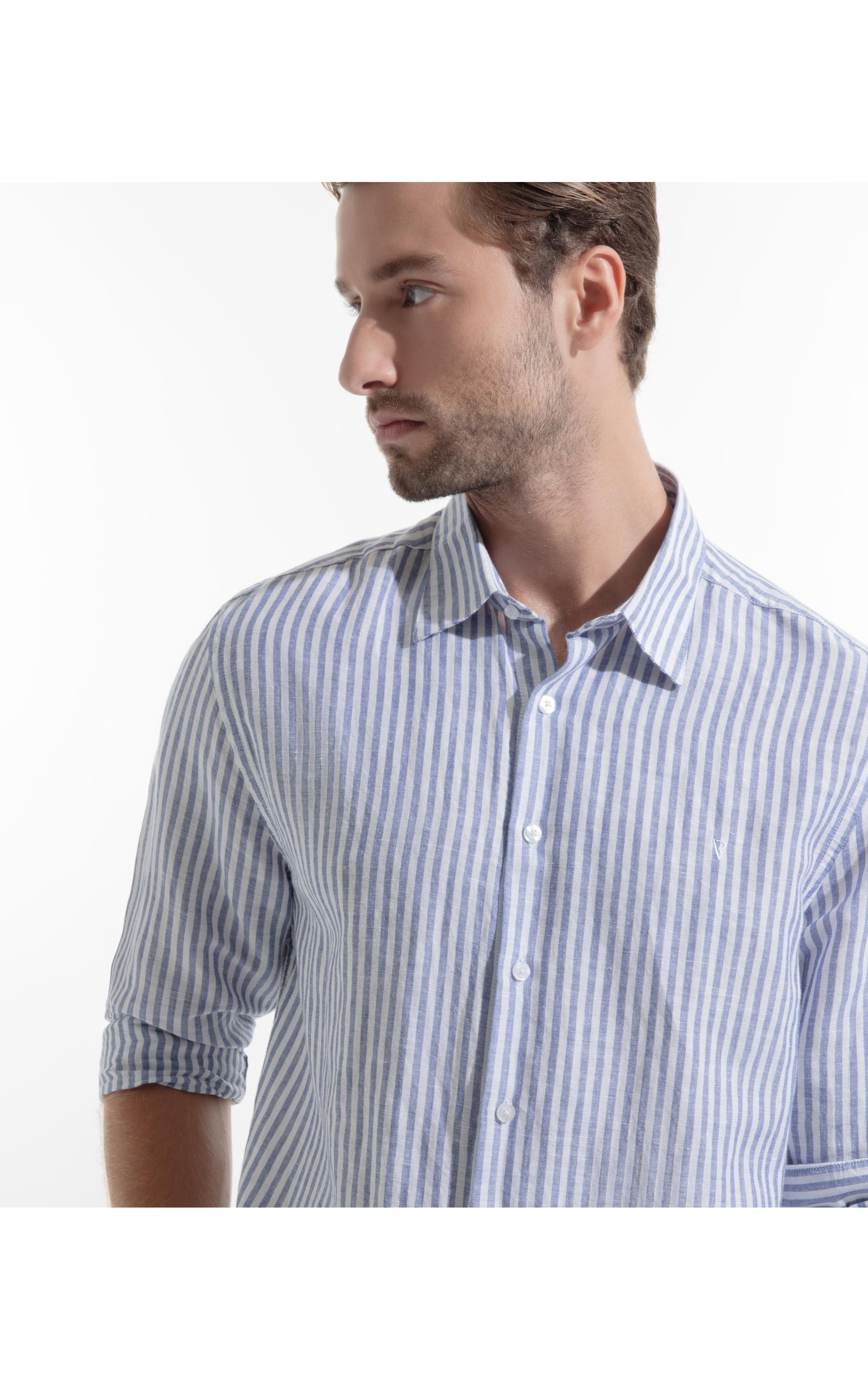 Camisa Linho Irish Azul Bic
