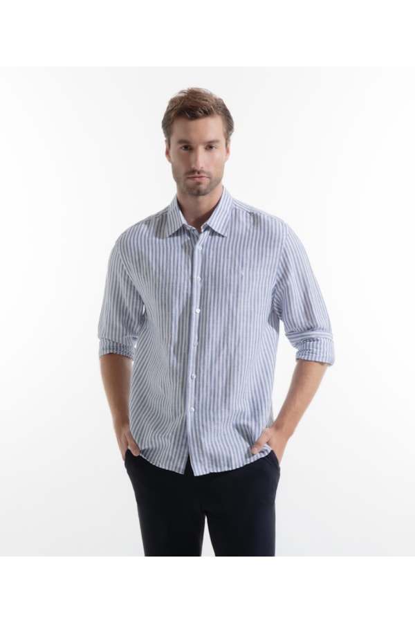 Camisa Linho Irish Azul Bic