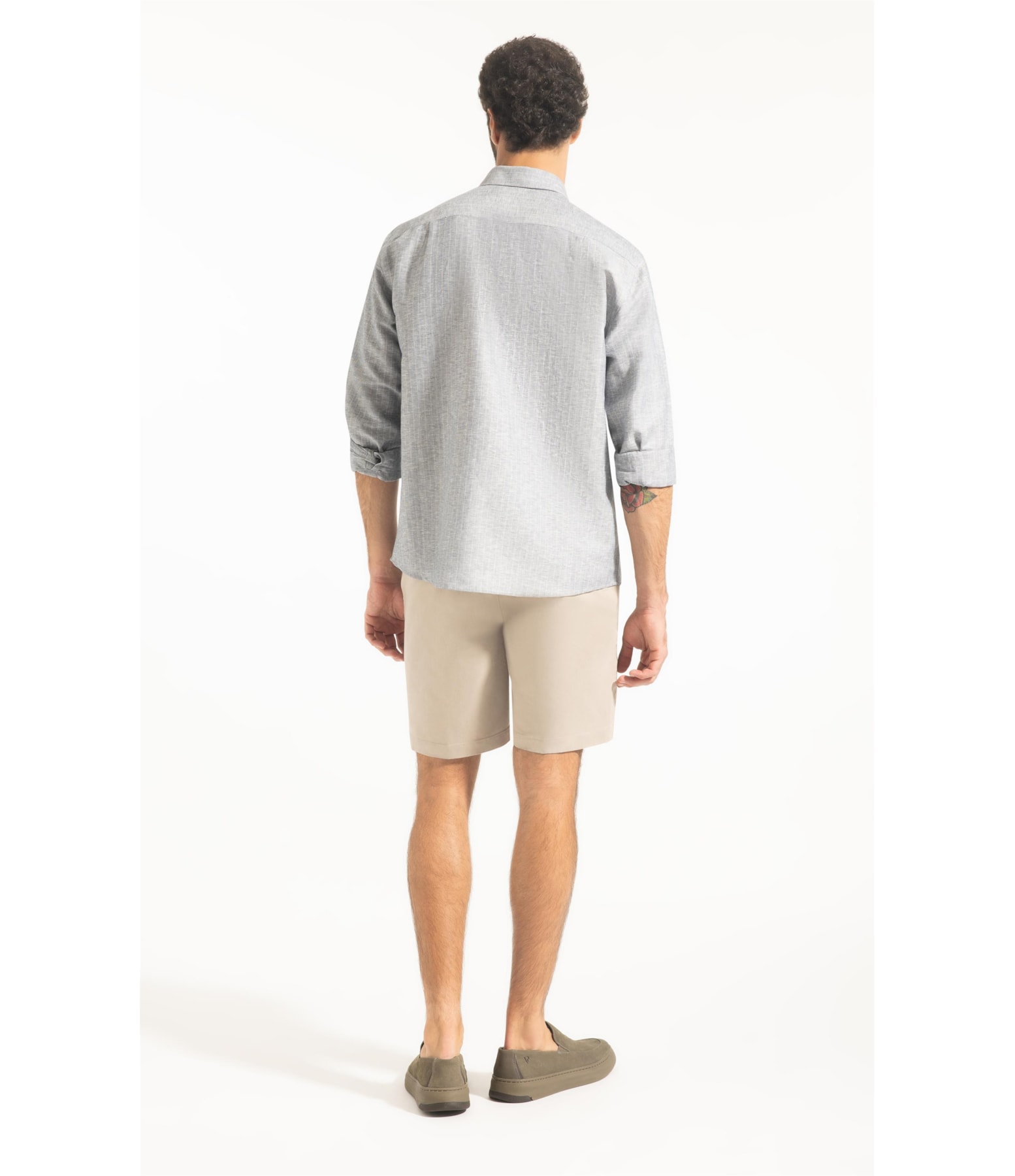 Camisa Linho Listra Pontilhada Classic Shangai Azul Bic