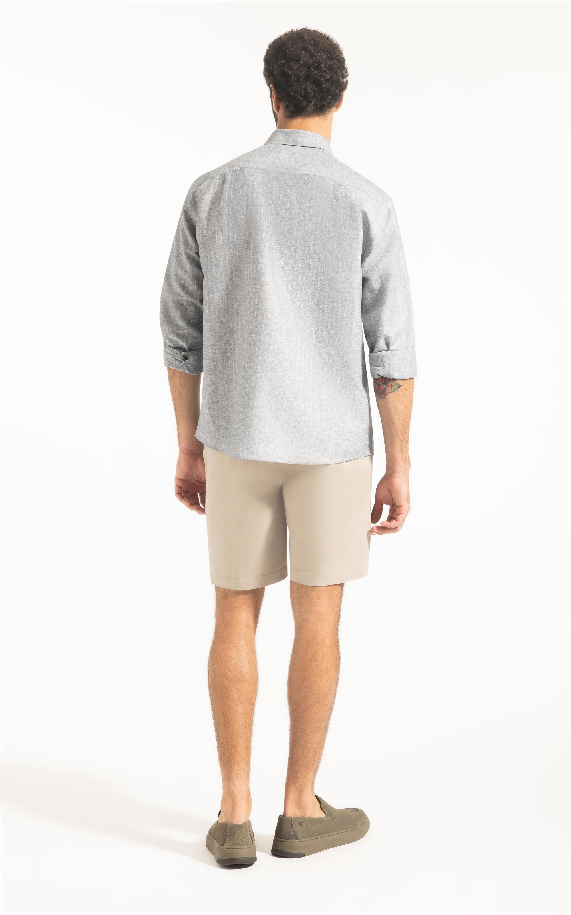 Camisa Linho Listra Pontilhada Classic Shangai Azul Bic
