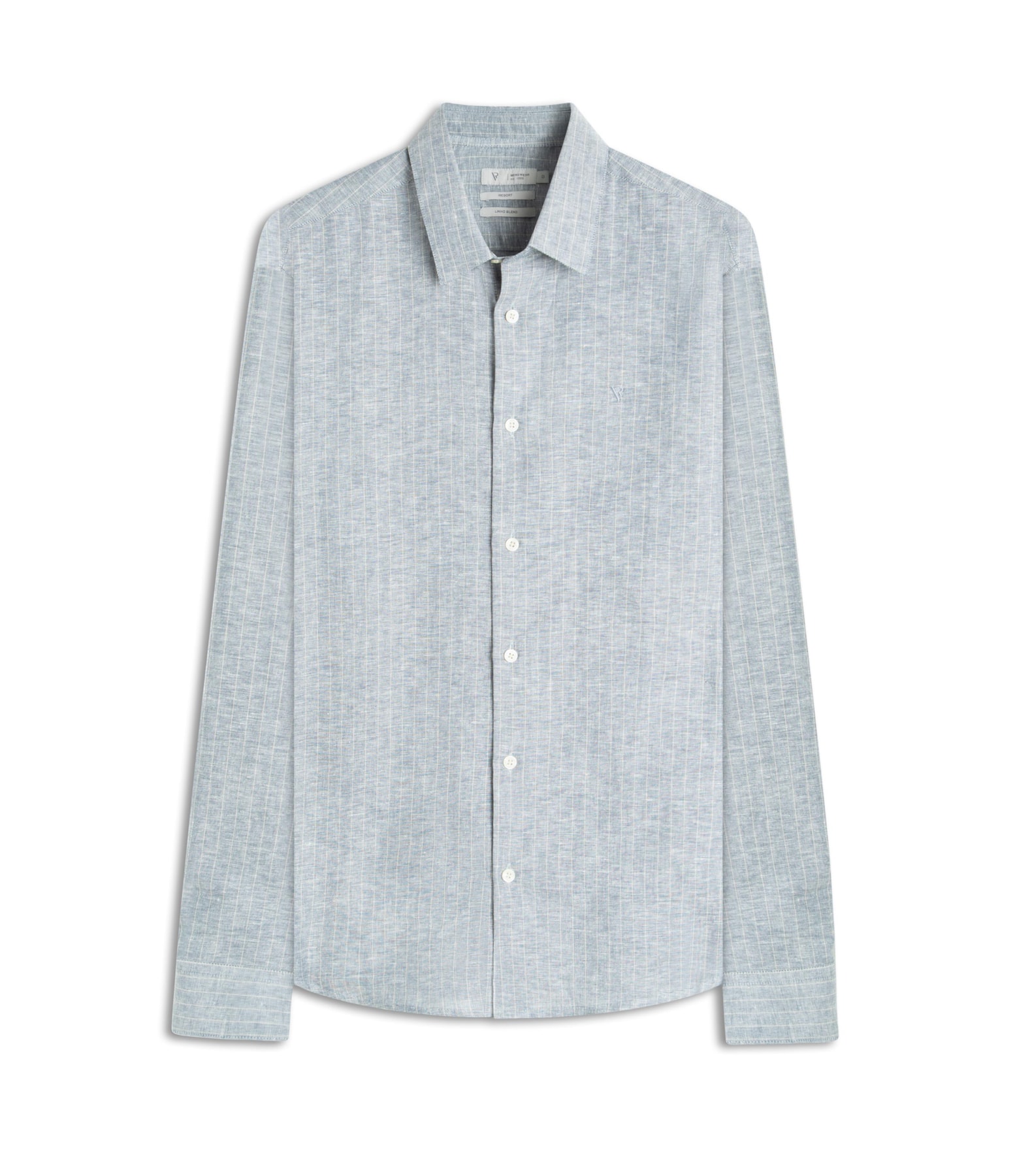 Camisa Linho Listra Pontilhada Classic Shangai Azul Bic