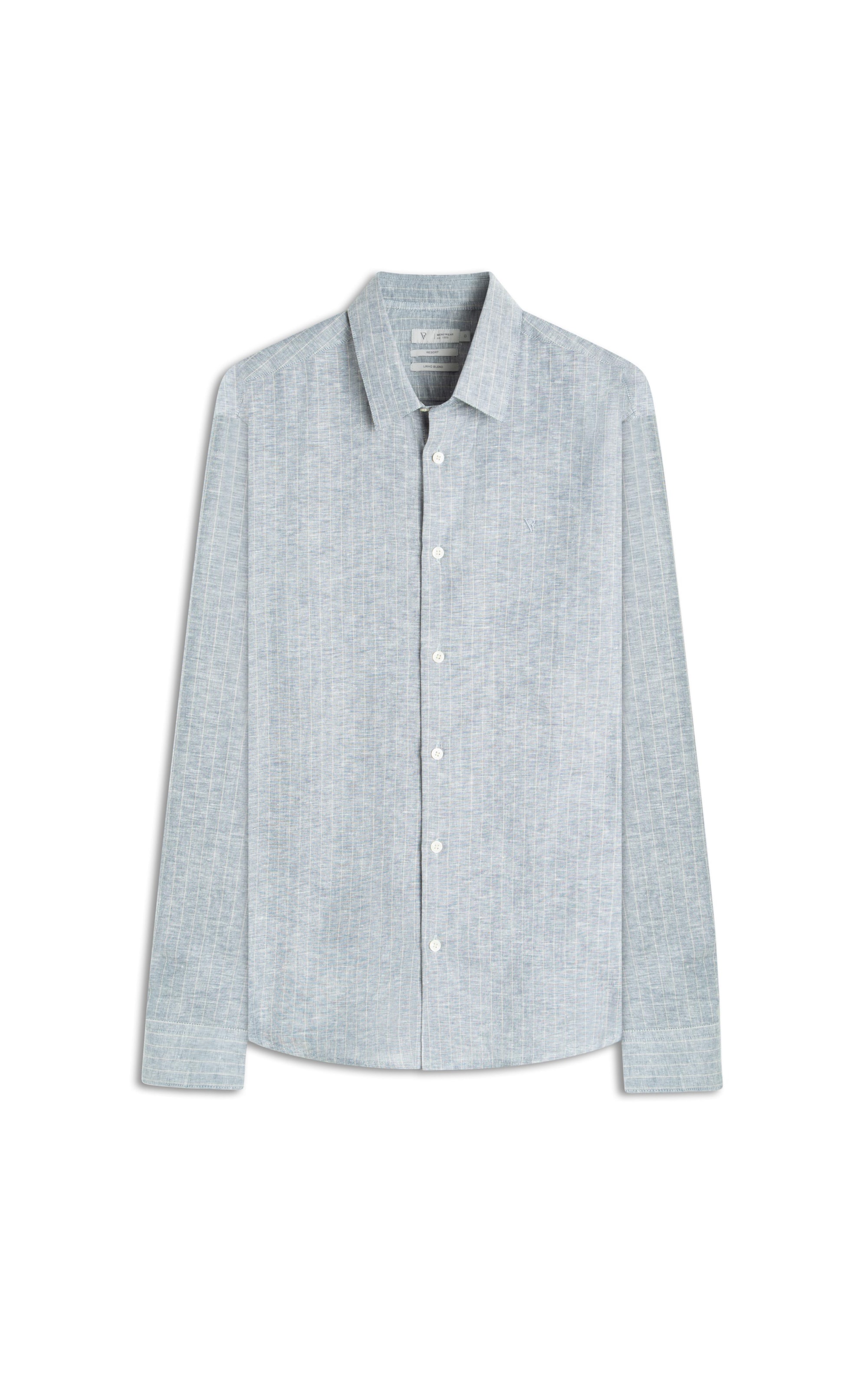 Camisa Linho Listra Pontilhada Classic Shangai Azul Bic