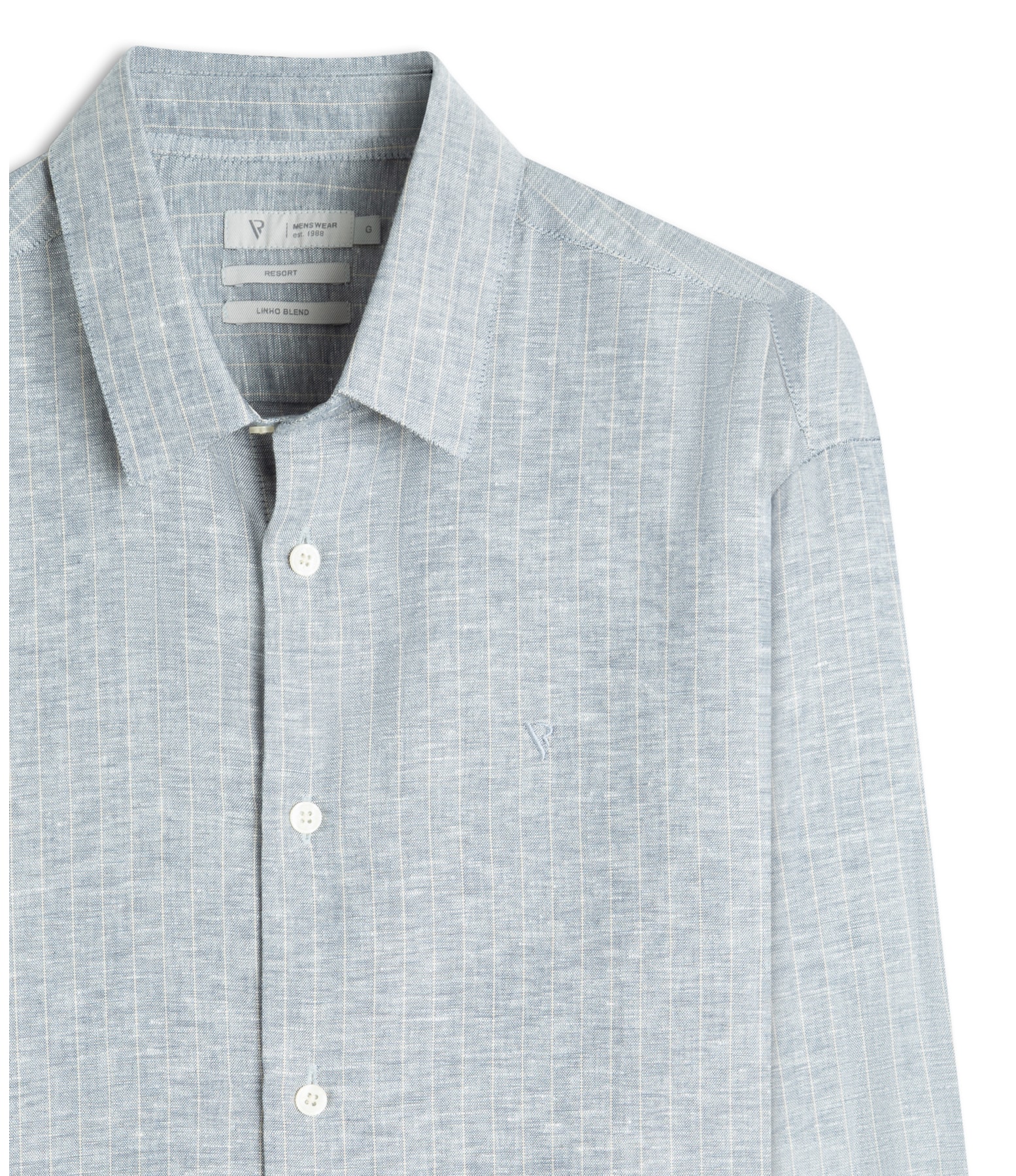 Camisa Linho Listra Pontilhada Classic Shangai Azul Bic