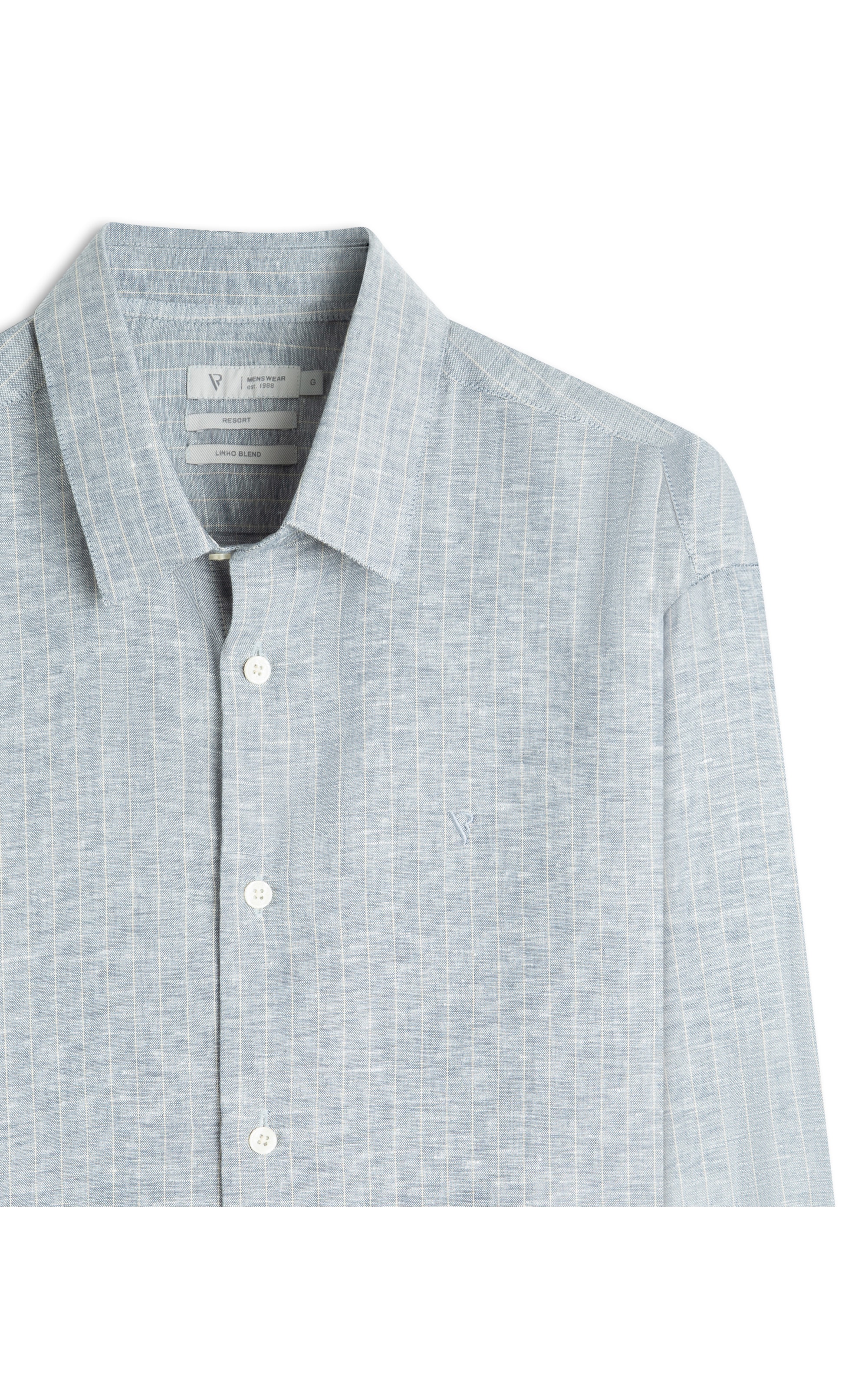 Camisa Linho Listra Pontilhada Classic Shangai Azul Bic