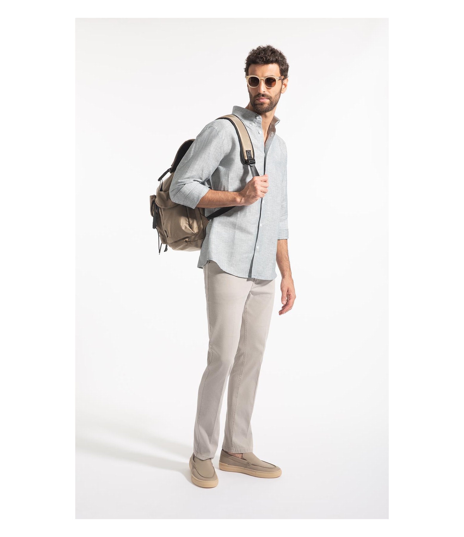 Camisa Linho Listrado Mark Classic Bd Marinho