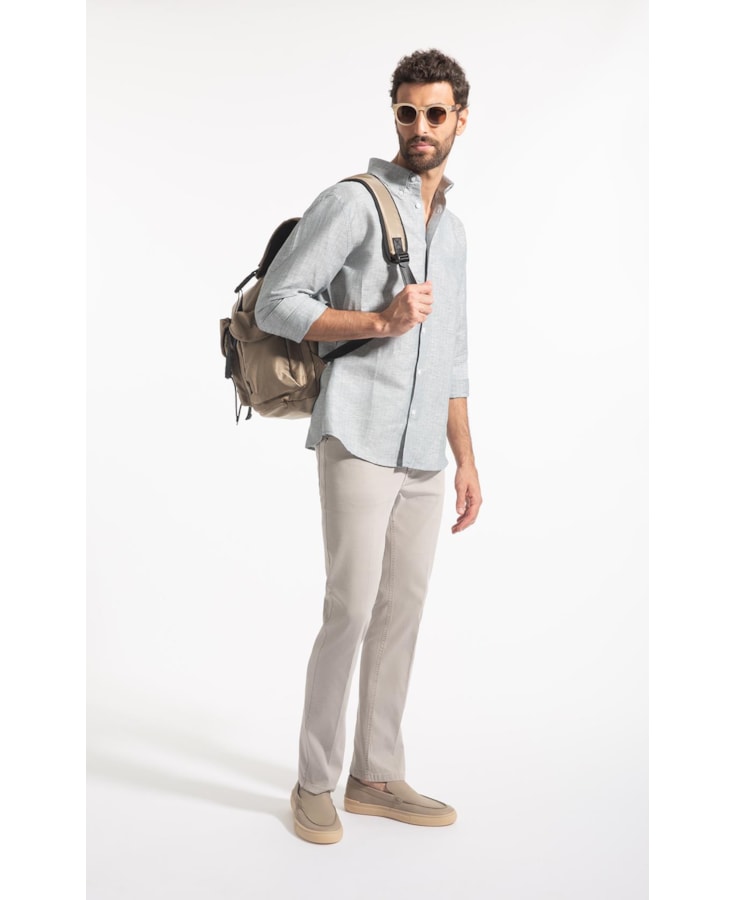 Camisa Linho Listrado Mark Classic Bd Marinho