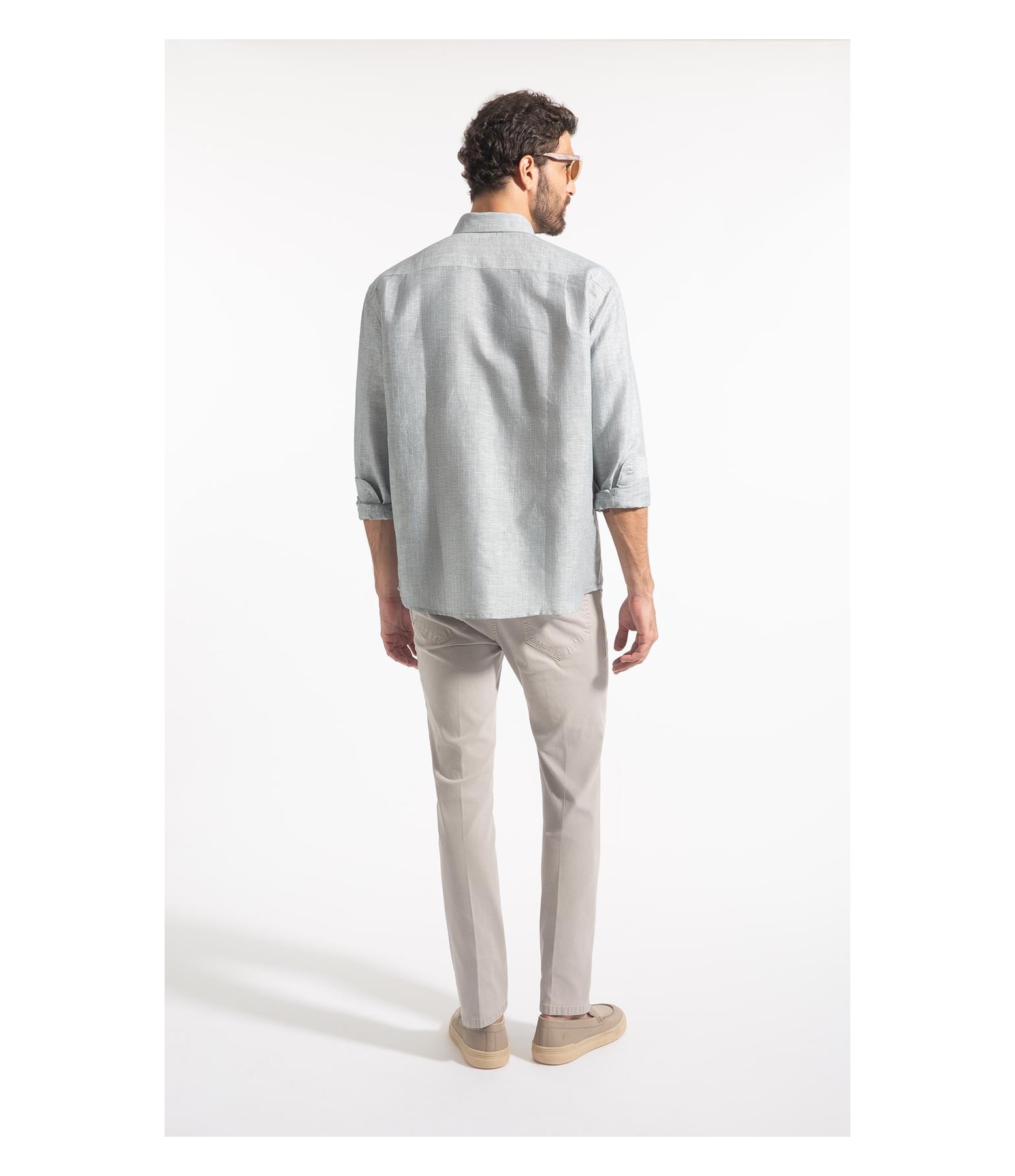 Camisa Linho Listrado Mark Classic Bd Marinho