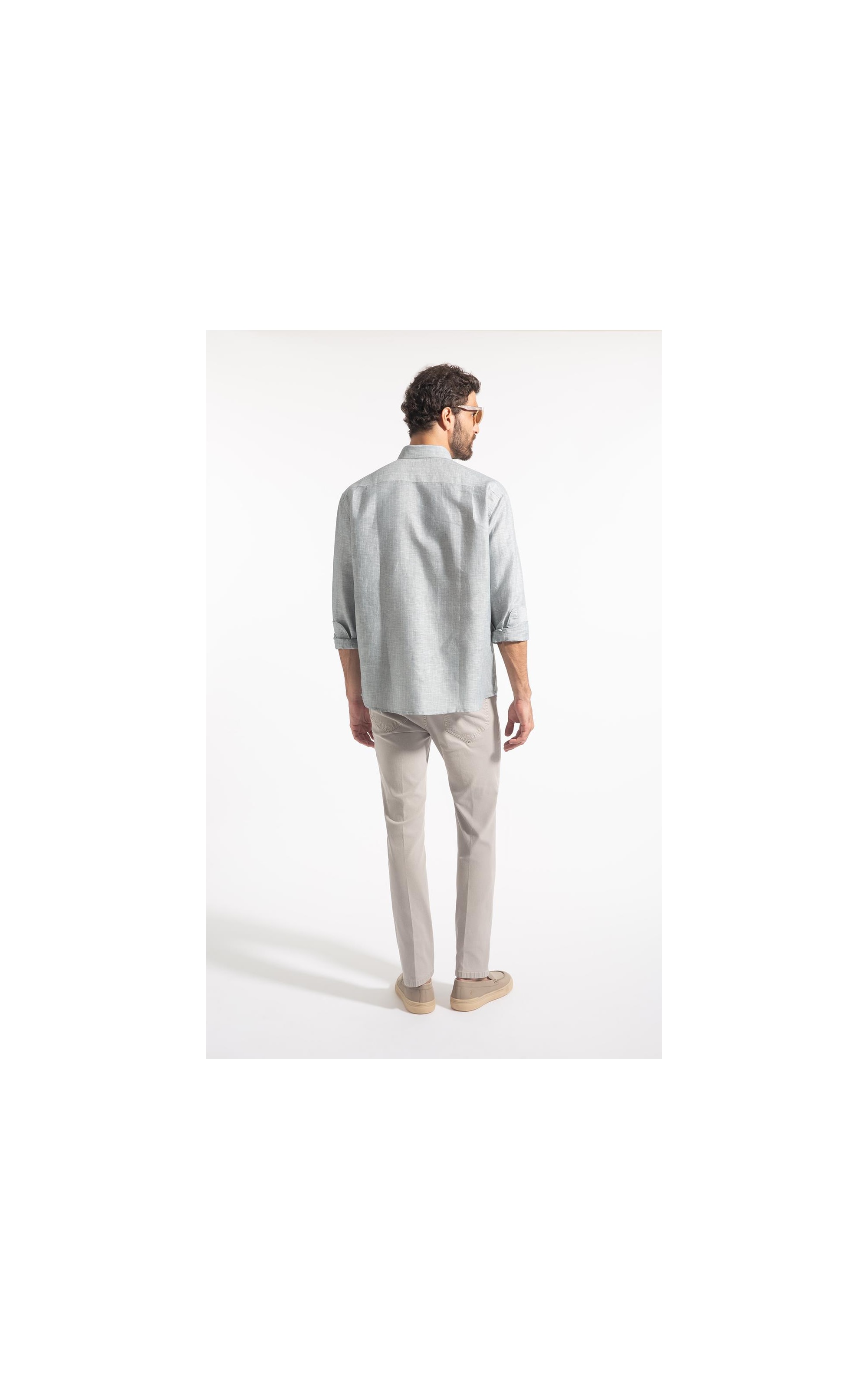 Camisa Linho Listrado Mark Classic Bd Marinho