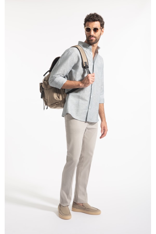 Camisa Linho Listrado Mark Classic Bd Marinho