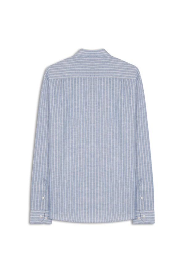 Camisa Linho Listras Azul Bic