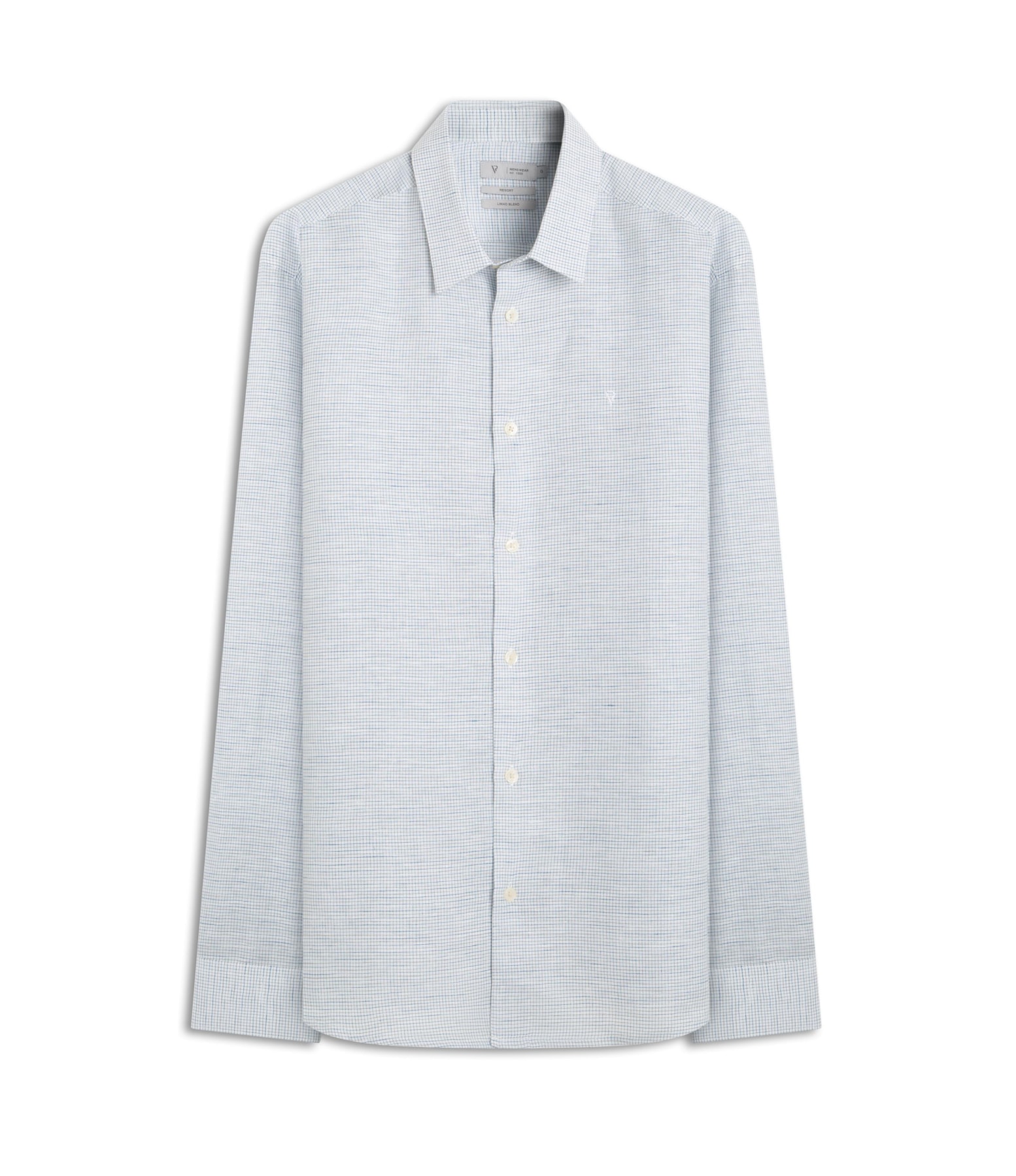 Camisa Linho Mini Chess Azul Claro