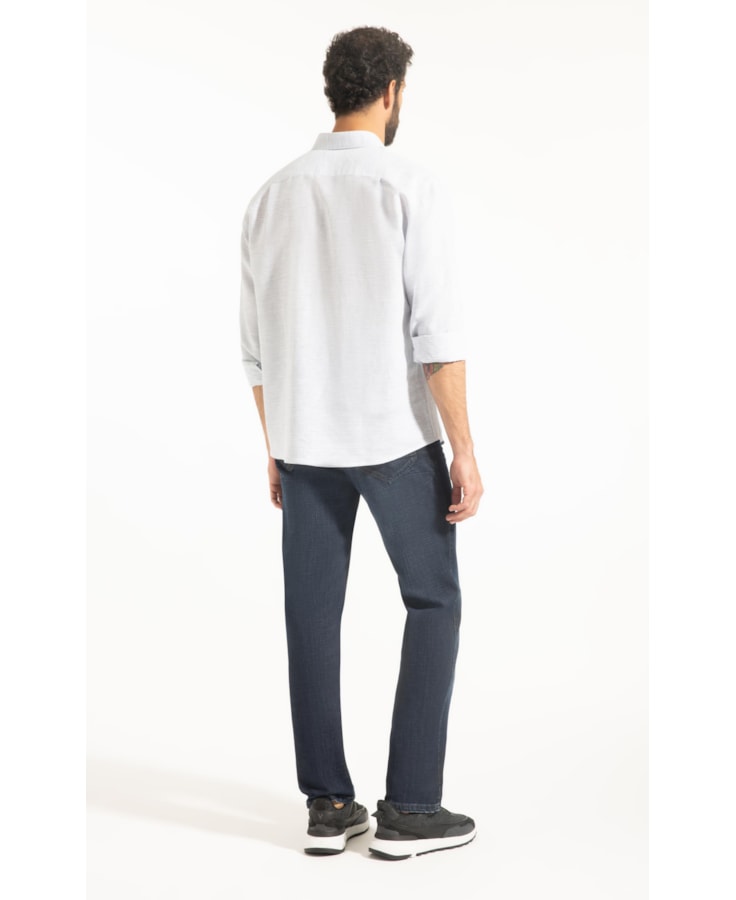 Camisa Linho Mini Chess Azul Claro