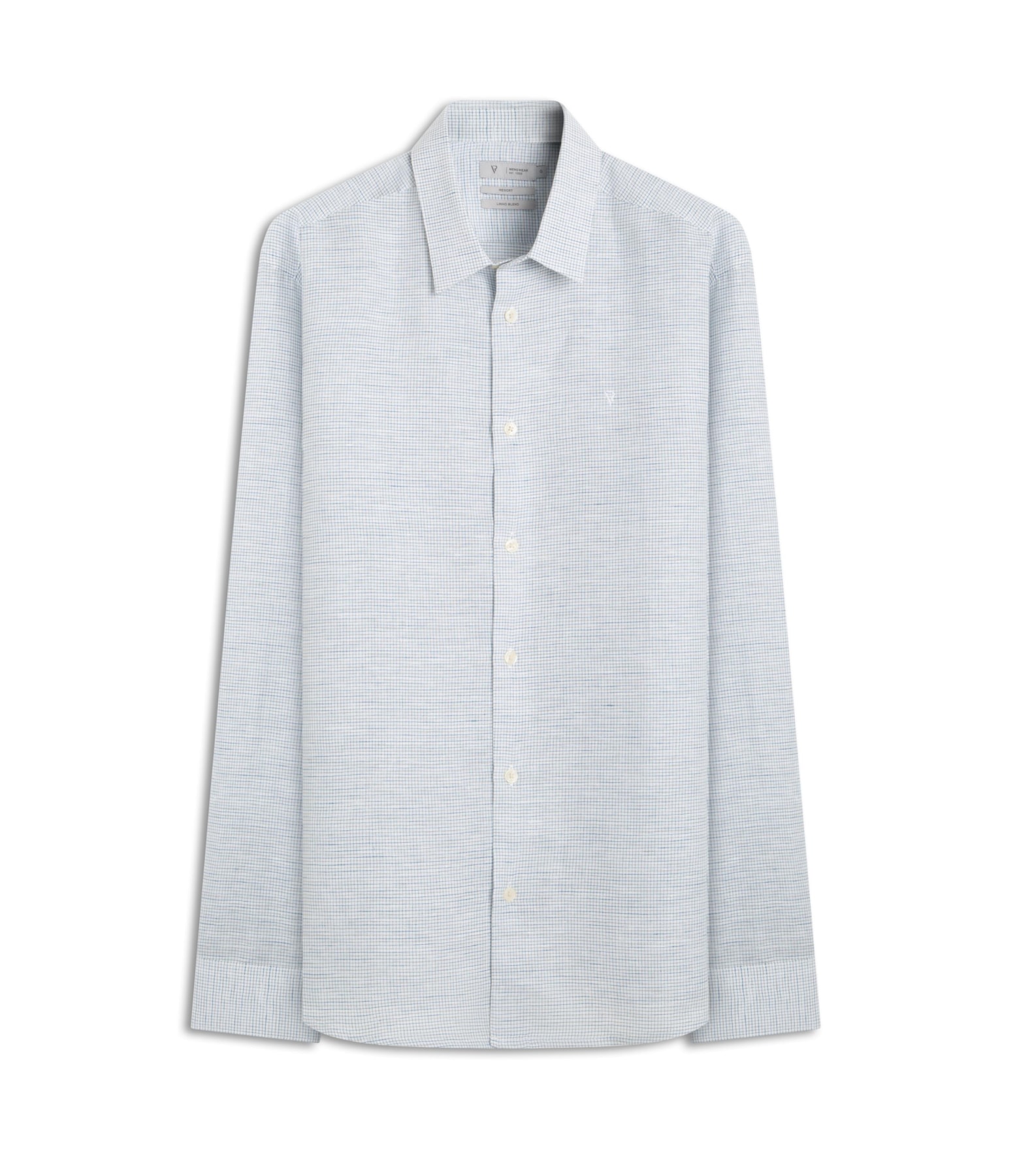 Camisa Linho Mini Chess Azul Claro