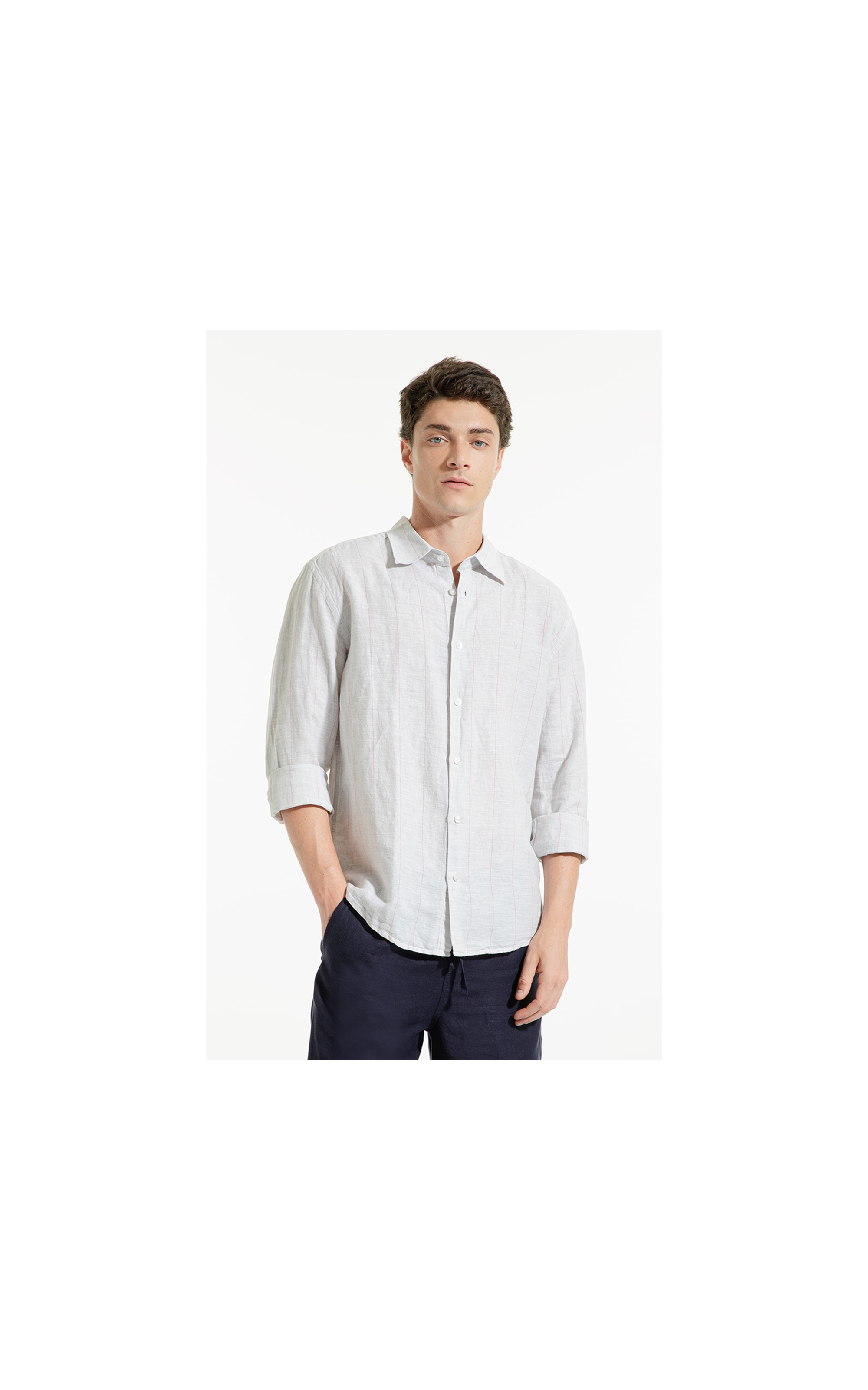 Camisa Linho Palm Cinza Claro