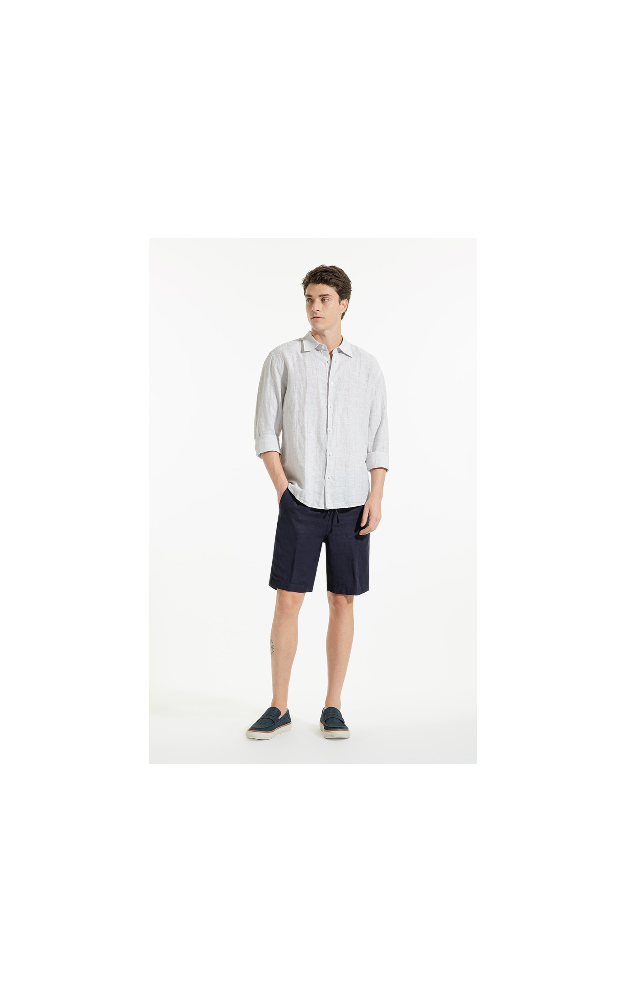 Camisa Linho Palm Cinza Claro