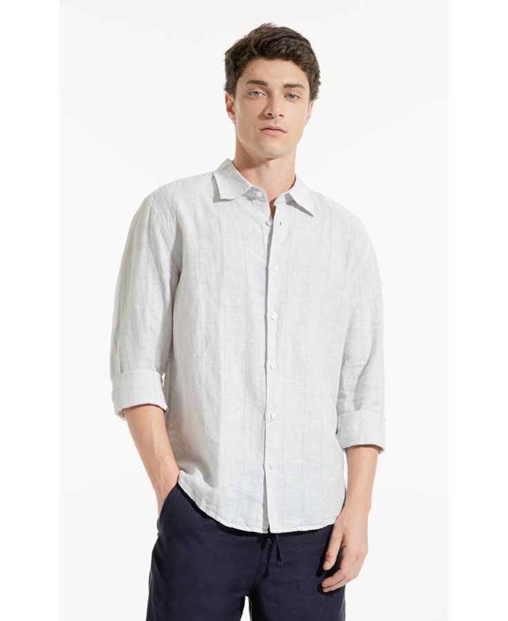 Camisa Linho Palm Cinza Claro