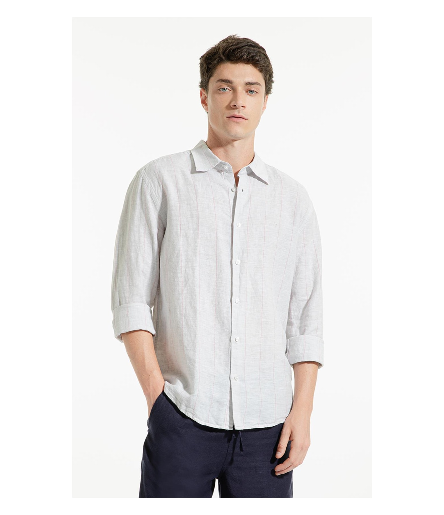 Camisa Linho Palm Cinza Claro
