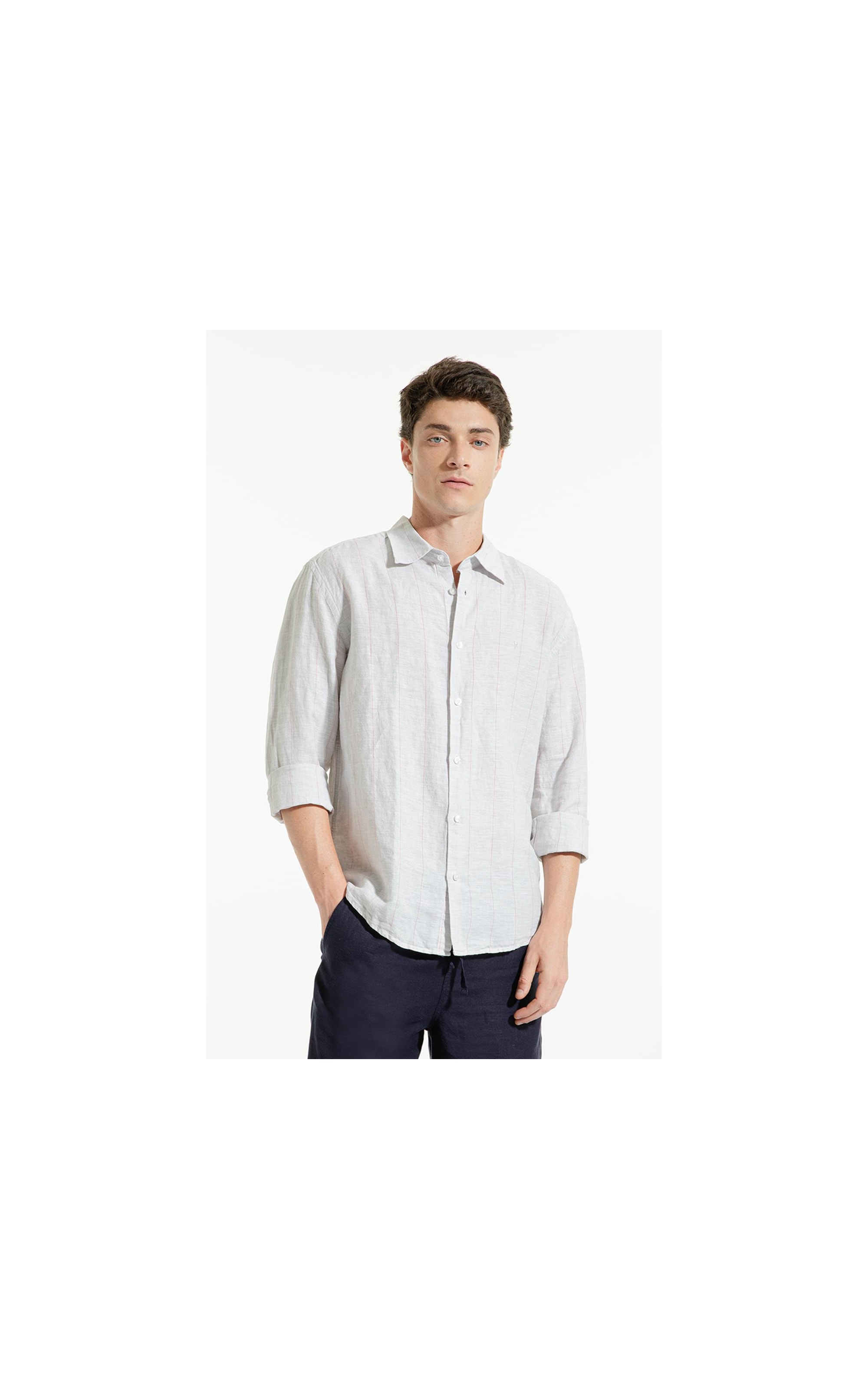 Camisa Linho Palm Cinza Claro